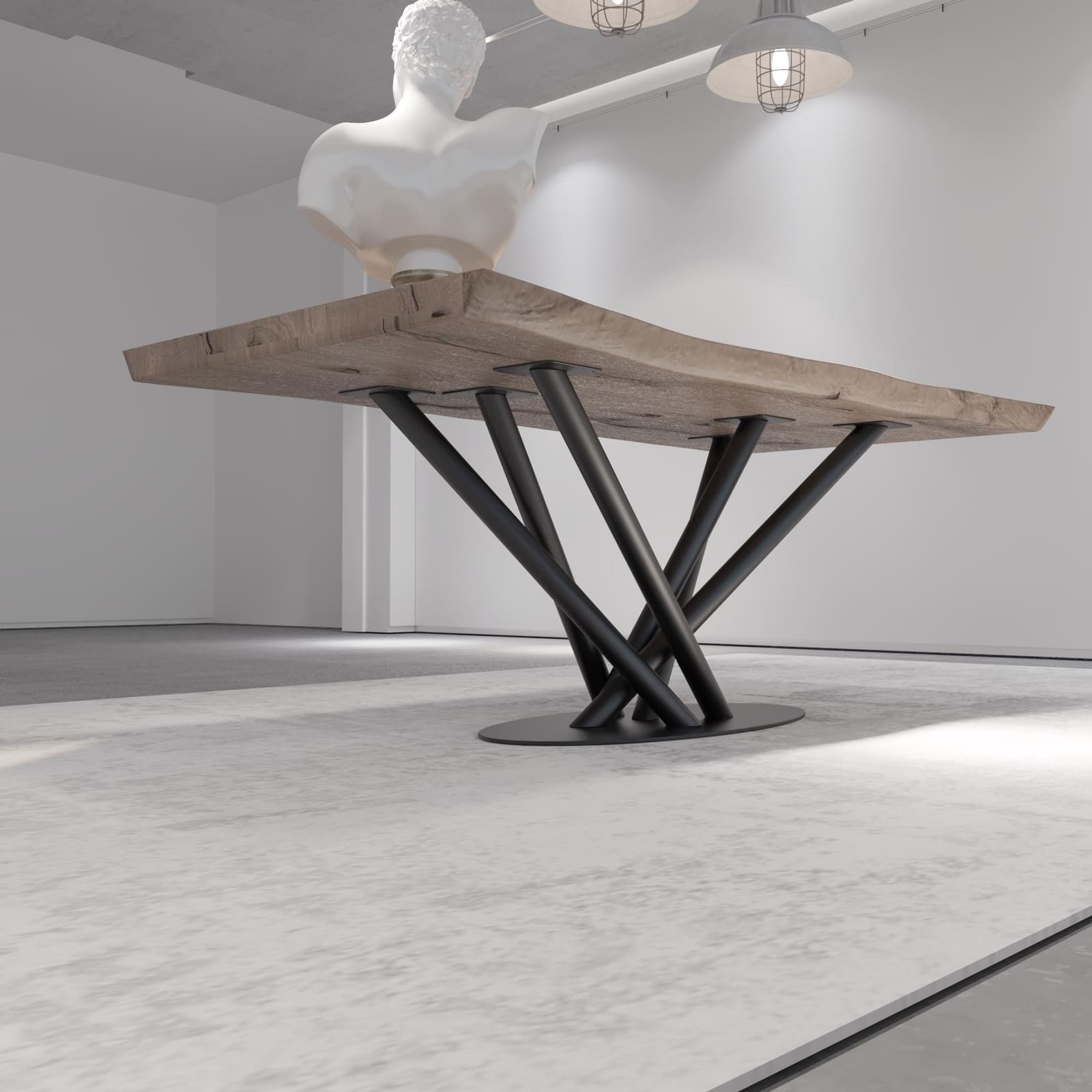 Bazë Tavoline Ngrënieje Në Formë X, 71 cm · Modeli 2 – punim artizanal çeliku nga AR-TI Atelier – foto 6