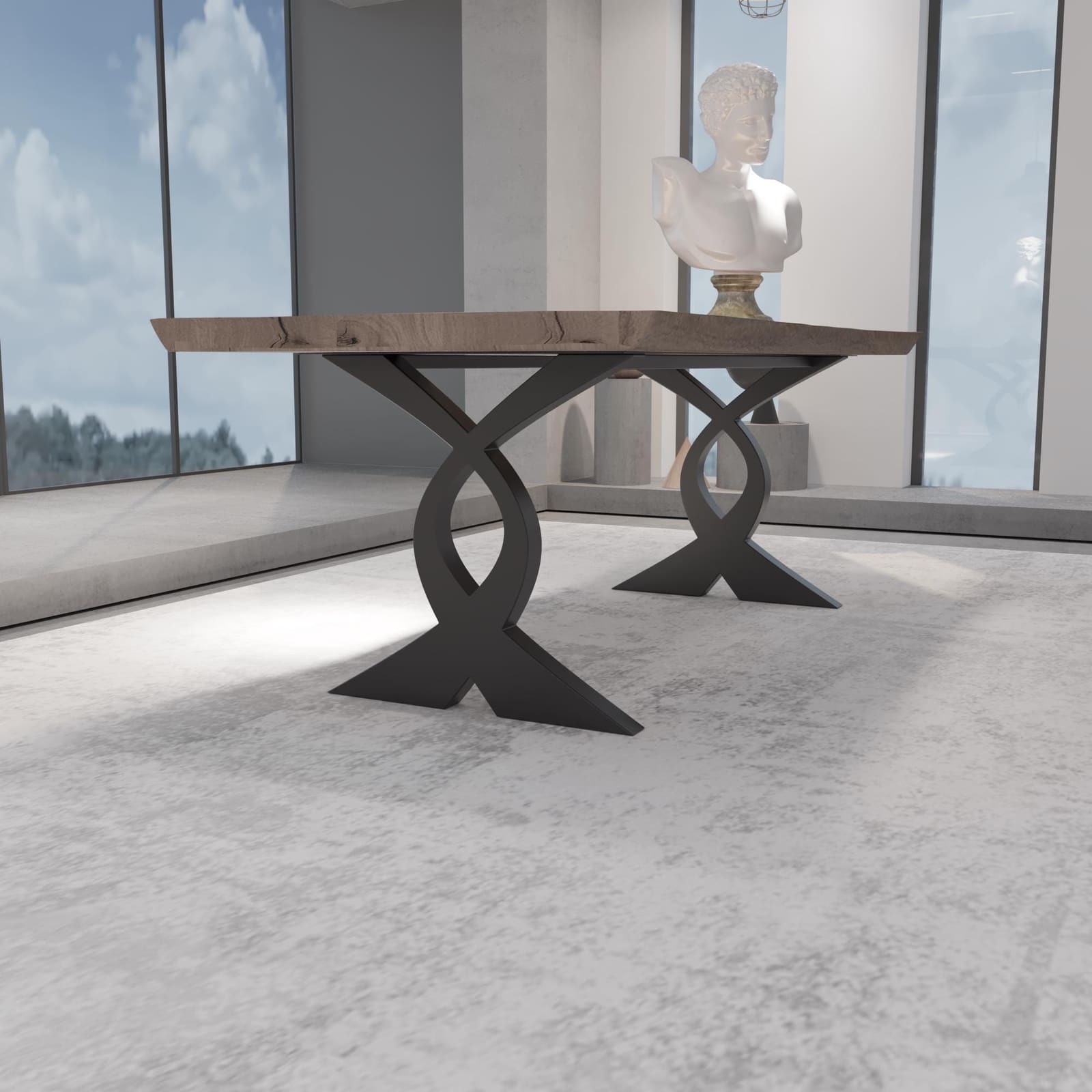 Bazë Tavoline Ngrënieje Në Formë X, 71 cm · Modeli 3 – punim artizanal çeliku nga AR-TI Atelier – foto 5