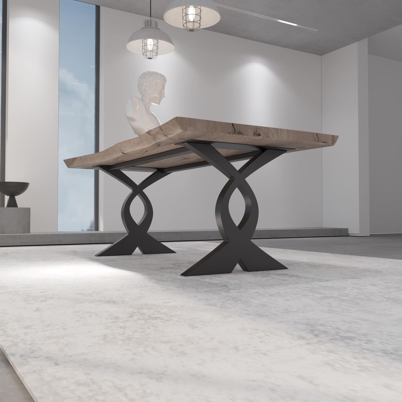 Bazë Tavoline Ngrënieje Në Formë X, 71 cm · Modeli 3 – punim artizanal çeliku nga AR-TI Atelier – foto 6