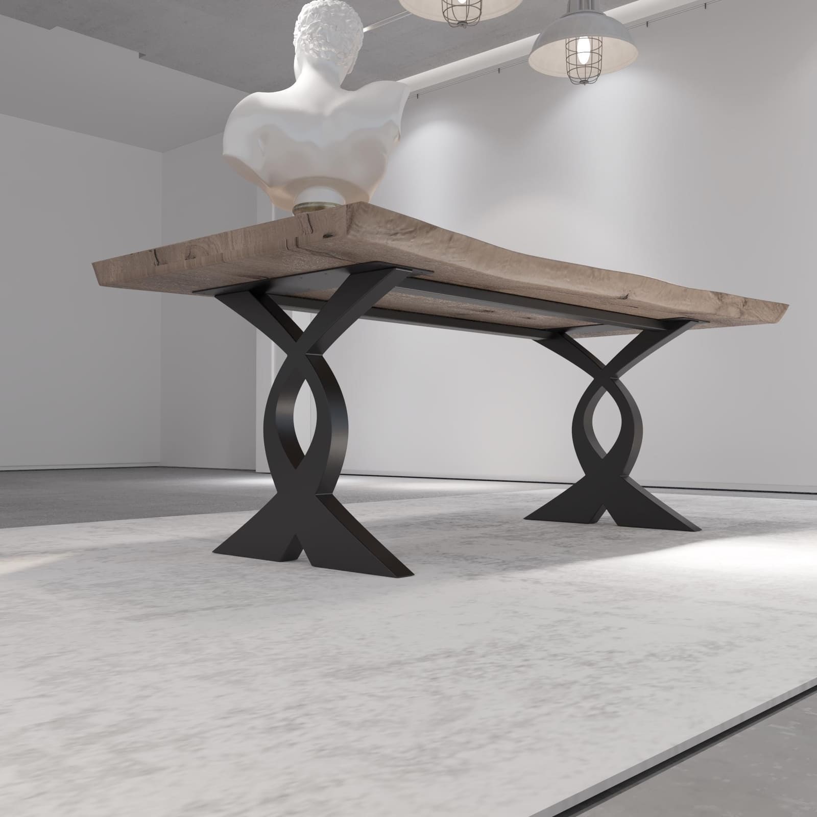 Bazë Tavoline Ngrënieje Në Formë X, 71 cm · Modeli 3 – punim artizanal çeliku nga AR-TI Atelier – foto 8