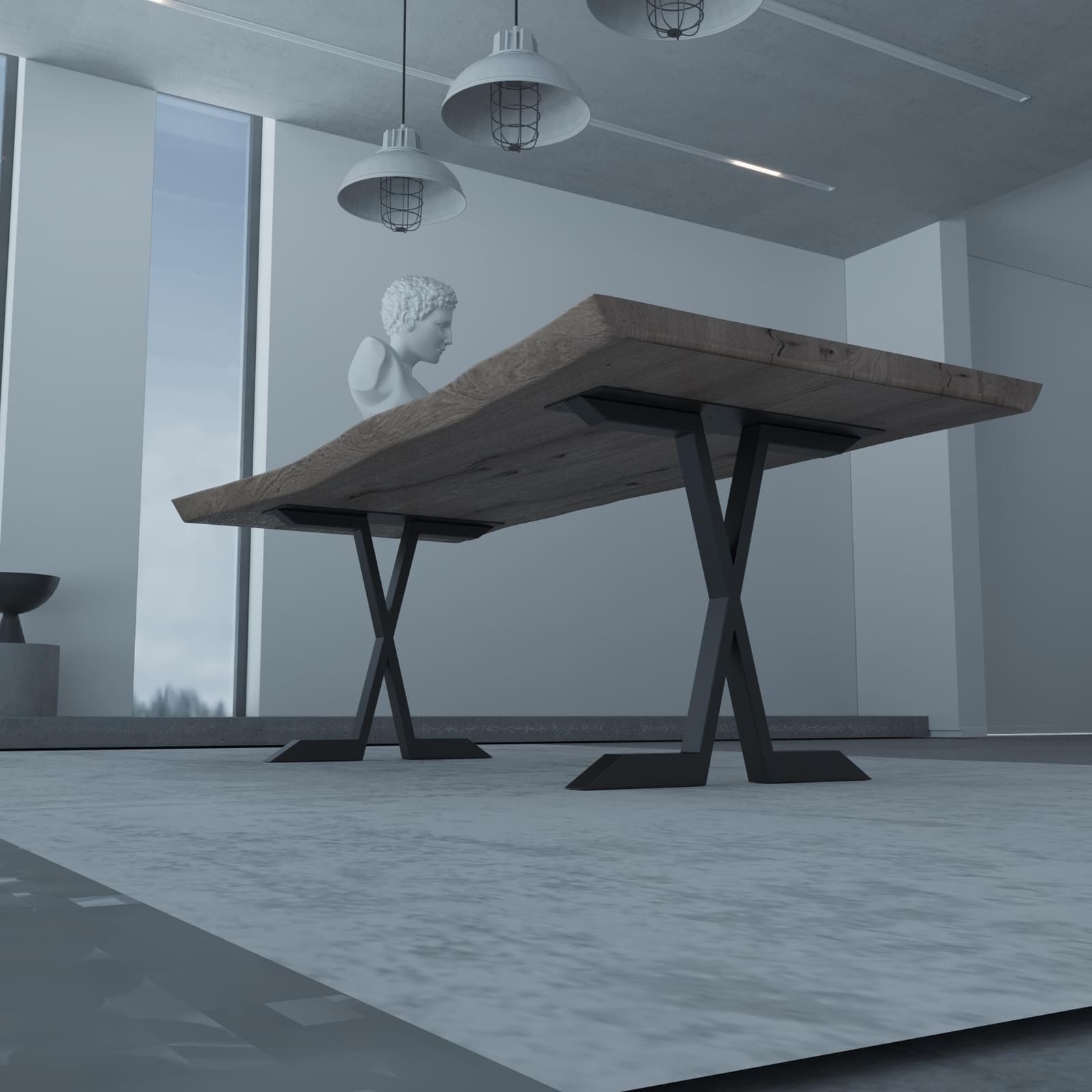Bazë Tavoline Ngrënieje Në Formë X, 71 cm · Modeli 4 – punim artizanal çeliku nga AR-TI Atelier – foto 3
