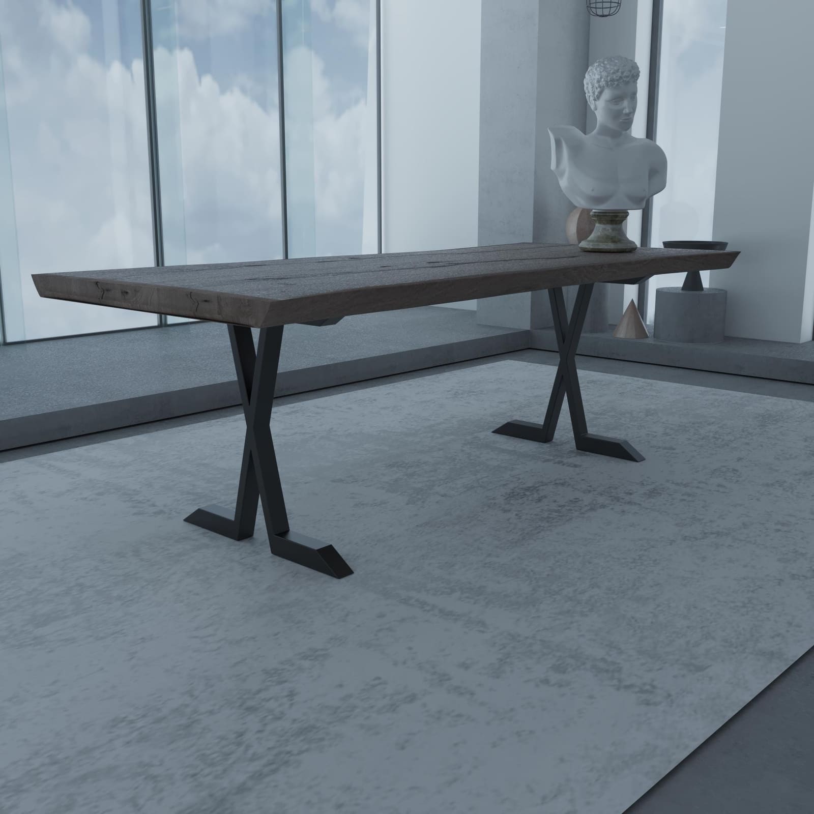 Bazë Tavoline Ngrënieje Në Formë X, 71 cm · Modeli 4 – punim artizanal çeliku nga AR-TI Atelier – foto 4
