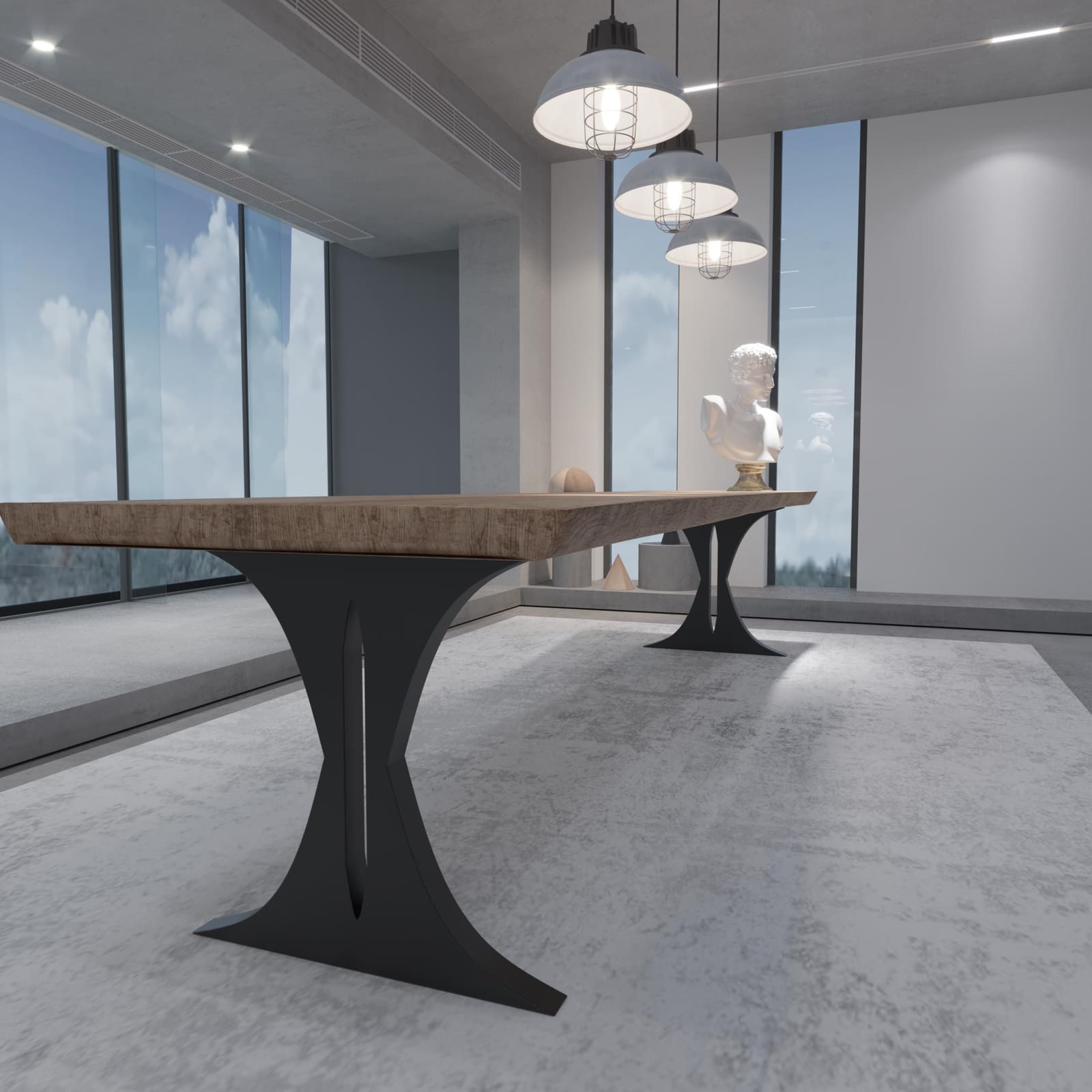 Bazë Tavoline Ngrënieje Në Formë X, 71 cm · Modeli 5 – punim artizanal çeliku nga AR-TI Atelier – foto 3