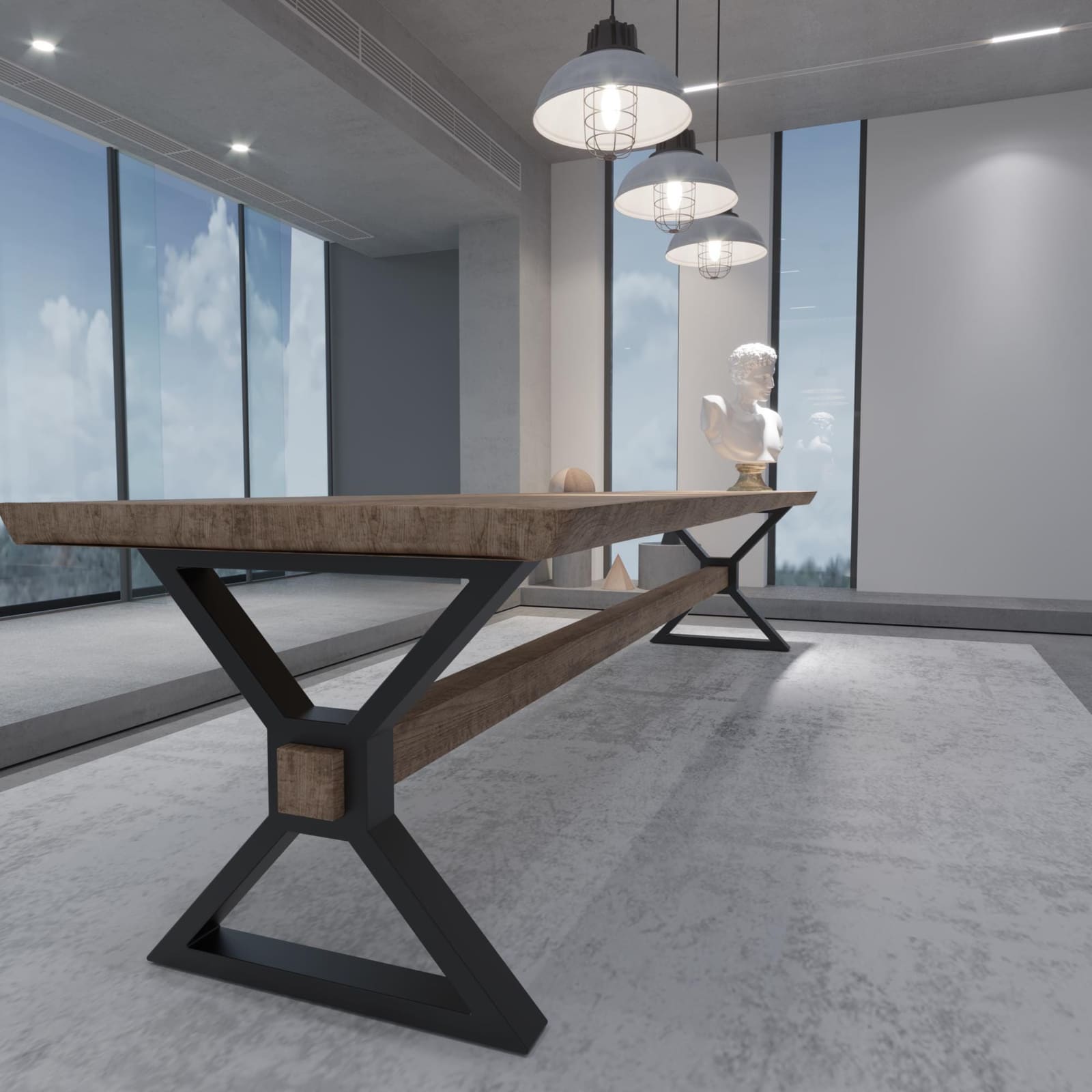 Bazë Tavoline Ngrënieje Në Formë X, 71 cm · Modeli 6 – punim artizanal çeliku nga AR-TI Atelier – foto 3