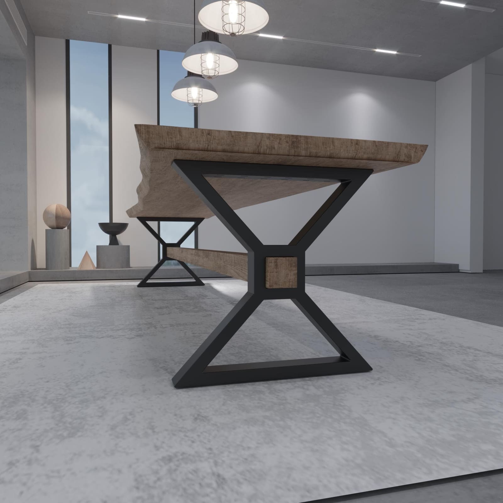 Bazë Tavoline Ngrënieje Në Formë X, 71 cm · Modeli 6 – punim artizanal çeliku nga AR-TI Atelier – foto 4
