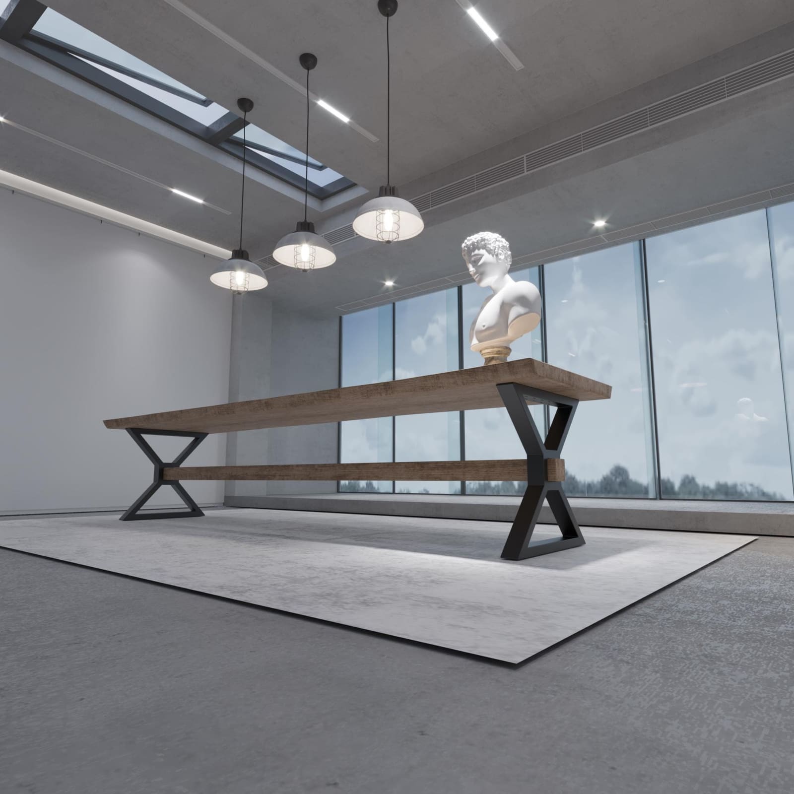 Bazë Tavoline Ngrënieje Në Formë X, 71 cm · Modeli 6 – punim artizanal çeliku nga AR-TI Atelier – foto 5