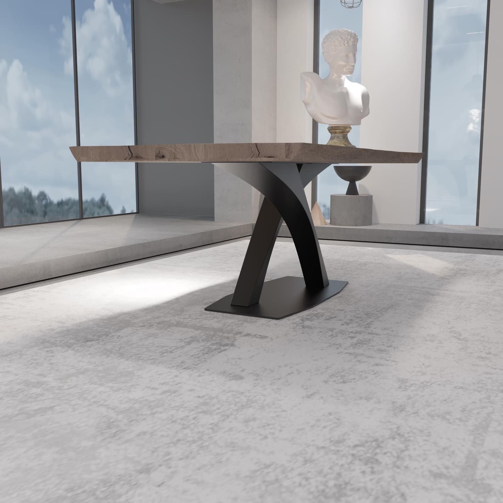 Bazë Tavoline Ngrënieje Në Formë X, 71 cm · Modeli 7 – punim artizanal çeliku nga AR-TI Atelier – foto 4