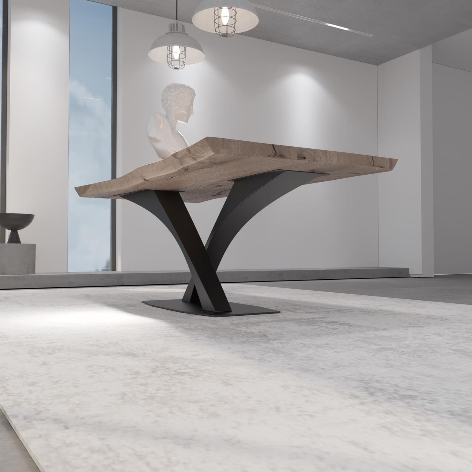 Bazë Tavoline Ngrënieje Në Formë X, 71 cm · Modeli 7 – punim artizanal çeliku nga AR-TI Atelier – foto 5