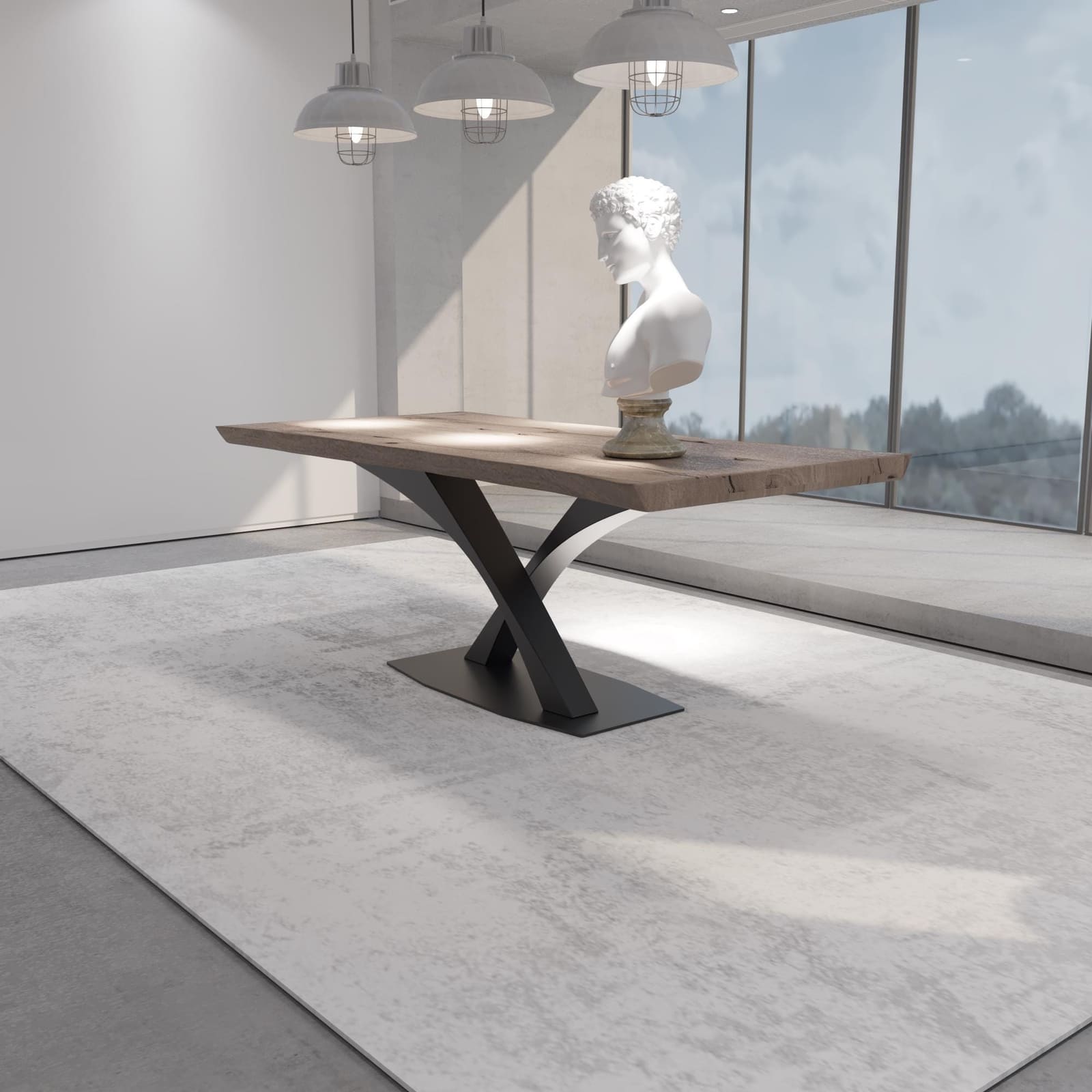 Bazë Tavoline Ngrënieje Në Formë X, 71 cm · Modeli 7 – punim artizanal çeliku nga AR-TI Atelier – foto 6
