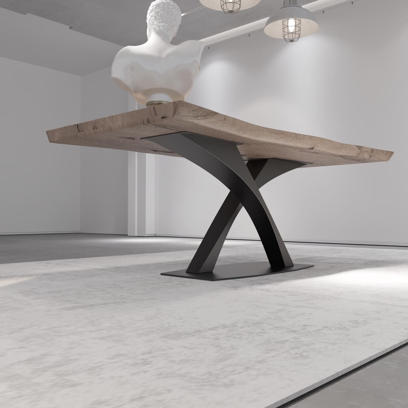 Bazë Tavoline Ngrënieje Në Formë X, 71 cm · Modeli 7 – punim artizanal çeliku nga AR-TI Atelier – foto 7