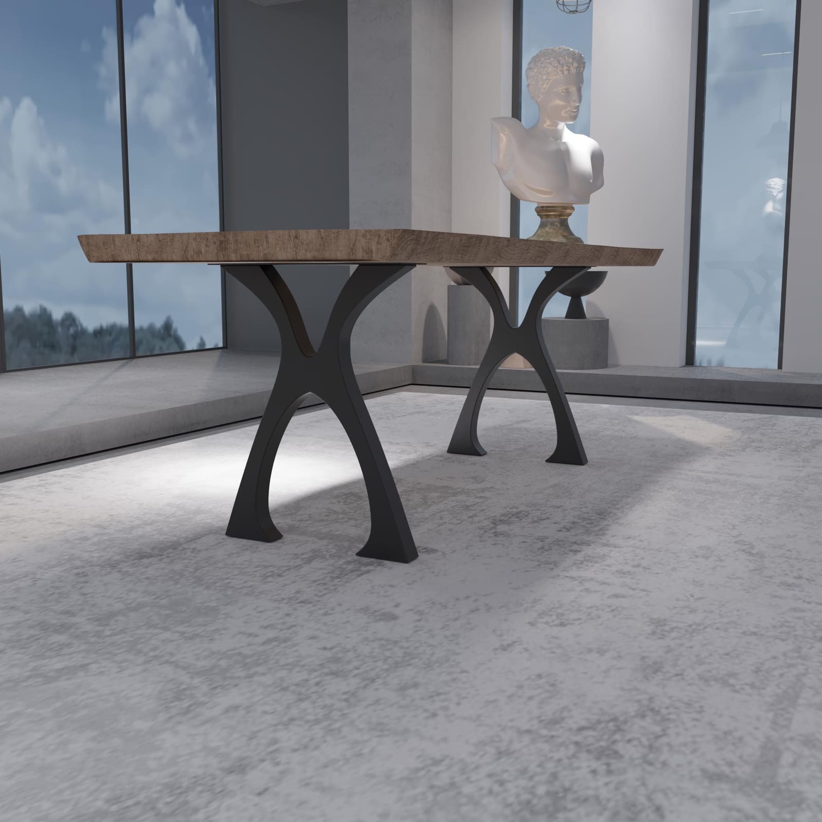 Bazë Tavoline Ngrënieje Në Formë X, 71 cm · Modeli 8 – punim artizanal çeliku nga AR-TI Atelier – foto 4