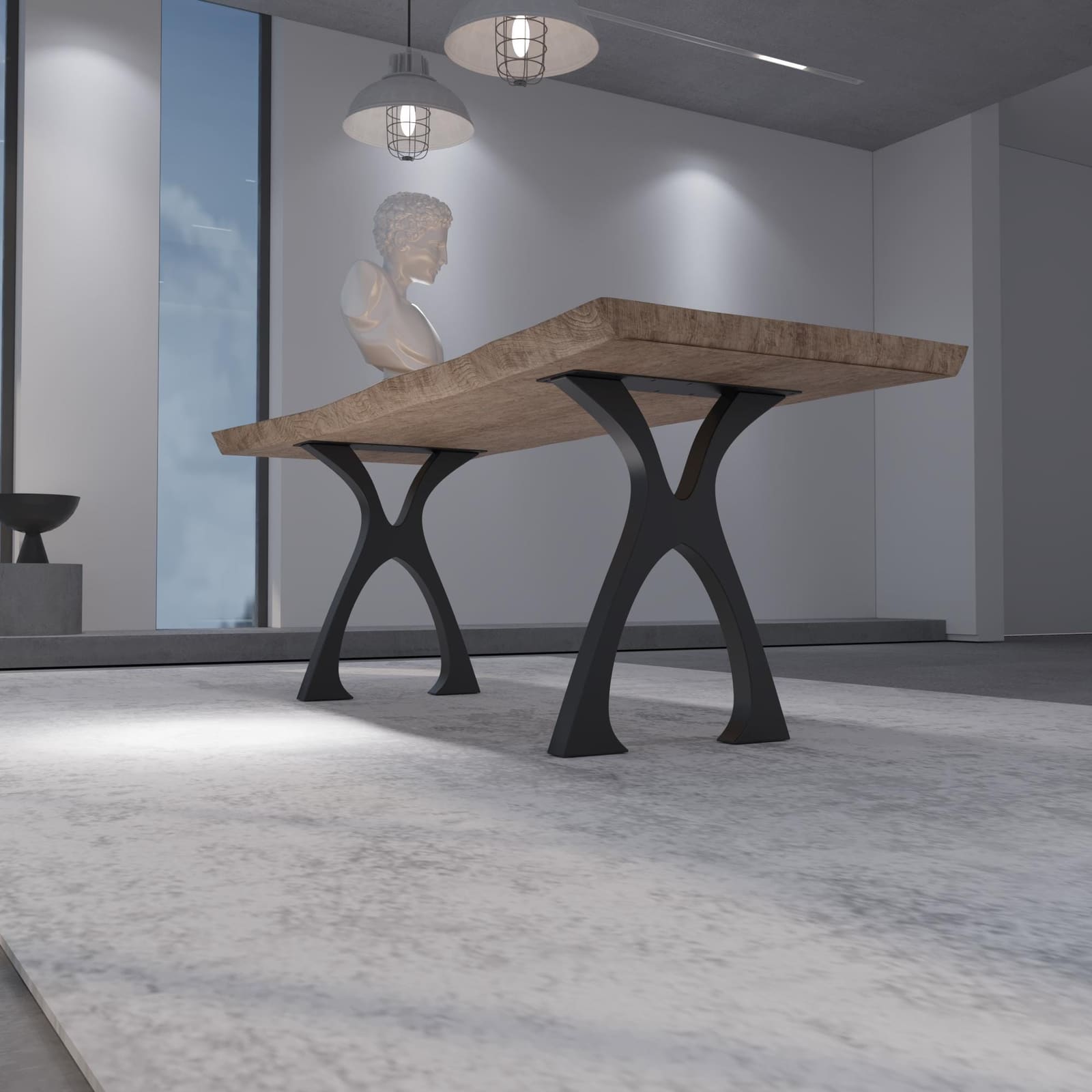 Bazë Tavoline Ngrënieje Në Formë X, 71 cm · Modeli 8 – punim artizanal çeliku nga AR-TI Atelier – foto 5