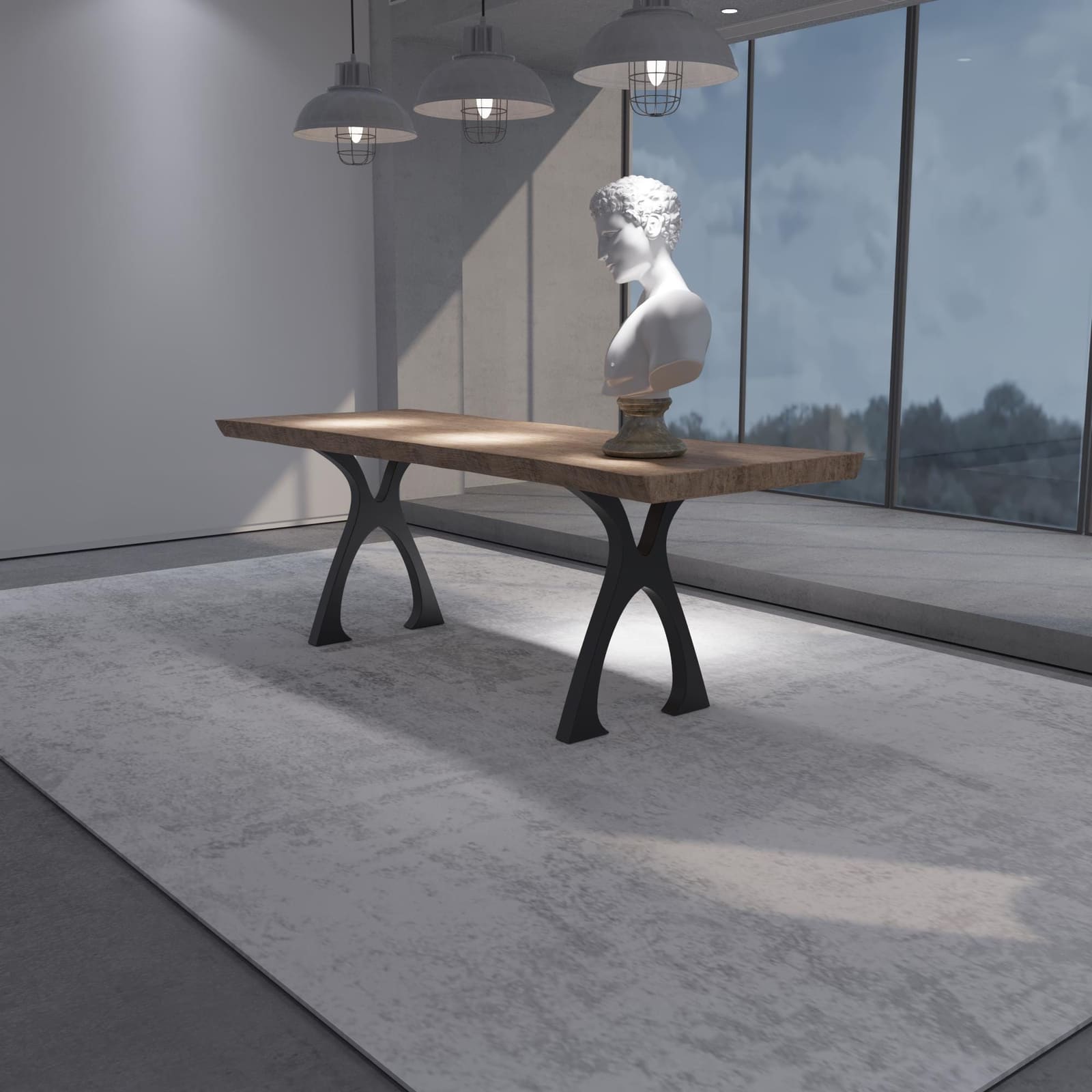 Bazë Tavoline Ngrënieje Në Formë X, 71 cm · Modeli 8 – punim artizanal çeliku nga AR-TI Atelier – foto 6