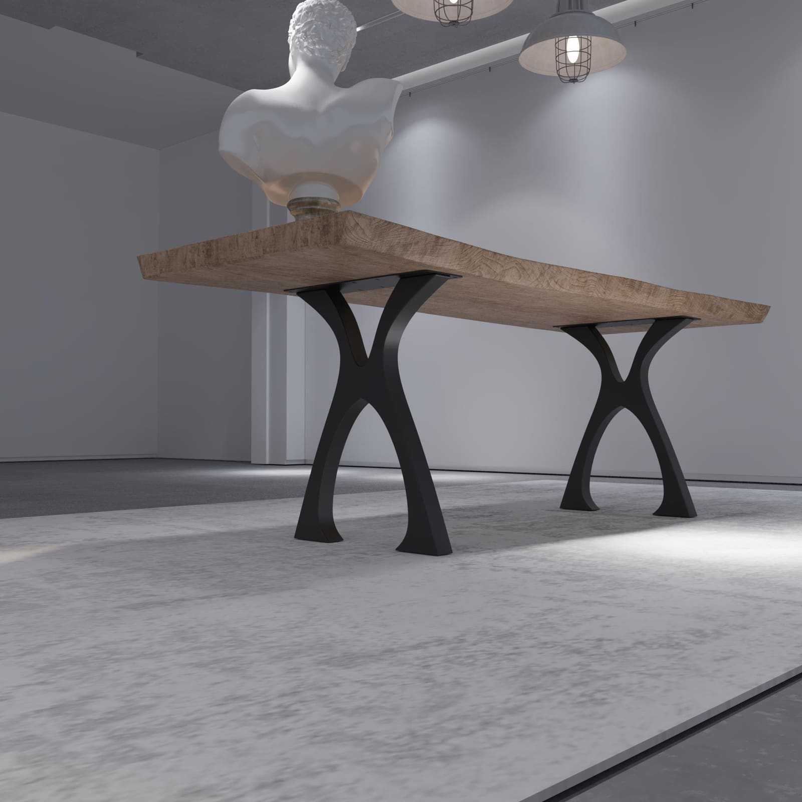 Bazë Tavoline Ngrënieje Në Formë X, 71 cm · Modeli 8 – punim artizanal çeliku nga AR-TI Atelier – foto 7