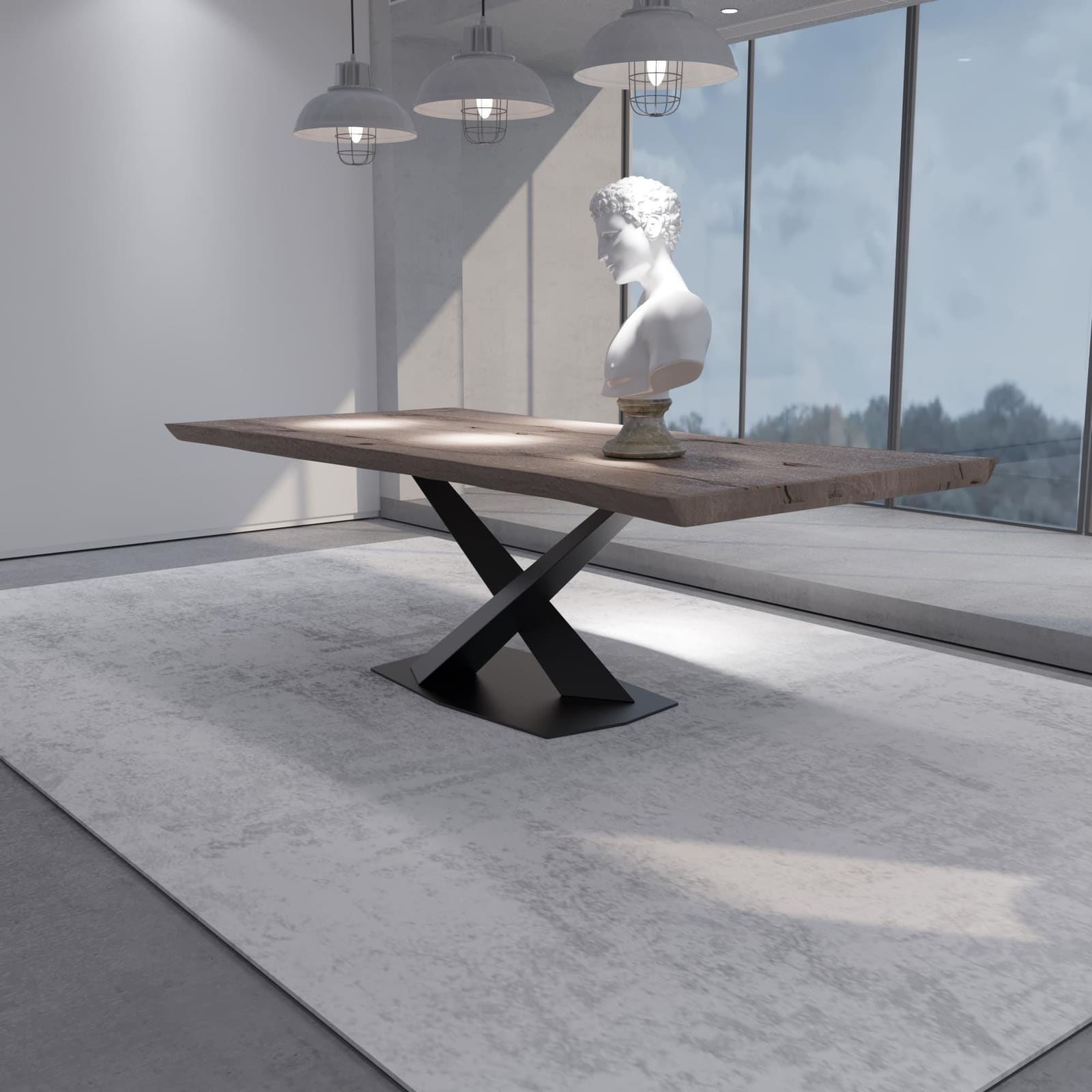 Bazë Tavoline Ngrënieje Në Formë X, 71 cm · Modeli 9 – punim artizanal çeliku nga AR-TI Atelier – foto 5