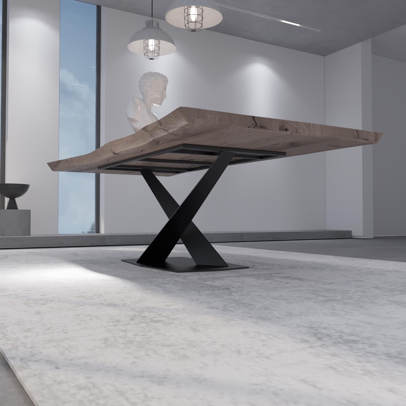 Bazë Tavoline Ngrënieje Në Formë X, 71 cm · Modeli 9 – punim artizanal çeliku nga AR-TI Atelier – foto 7