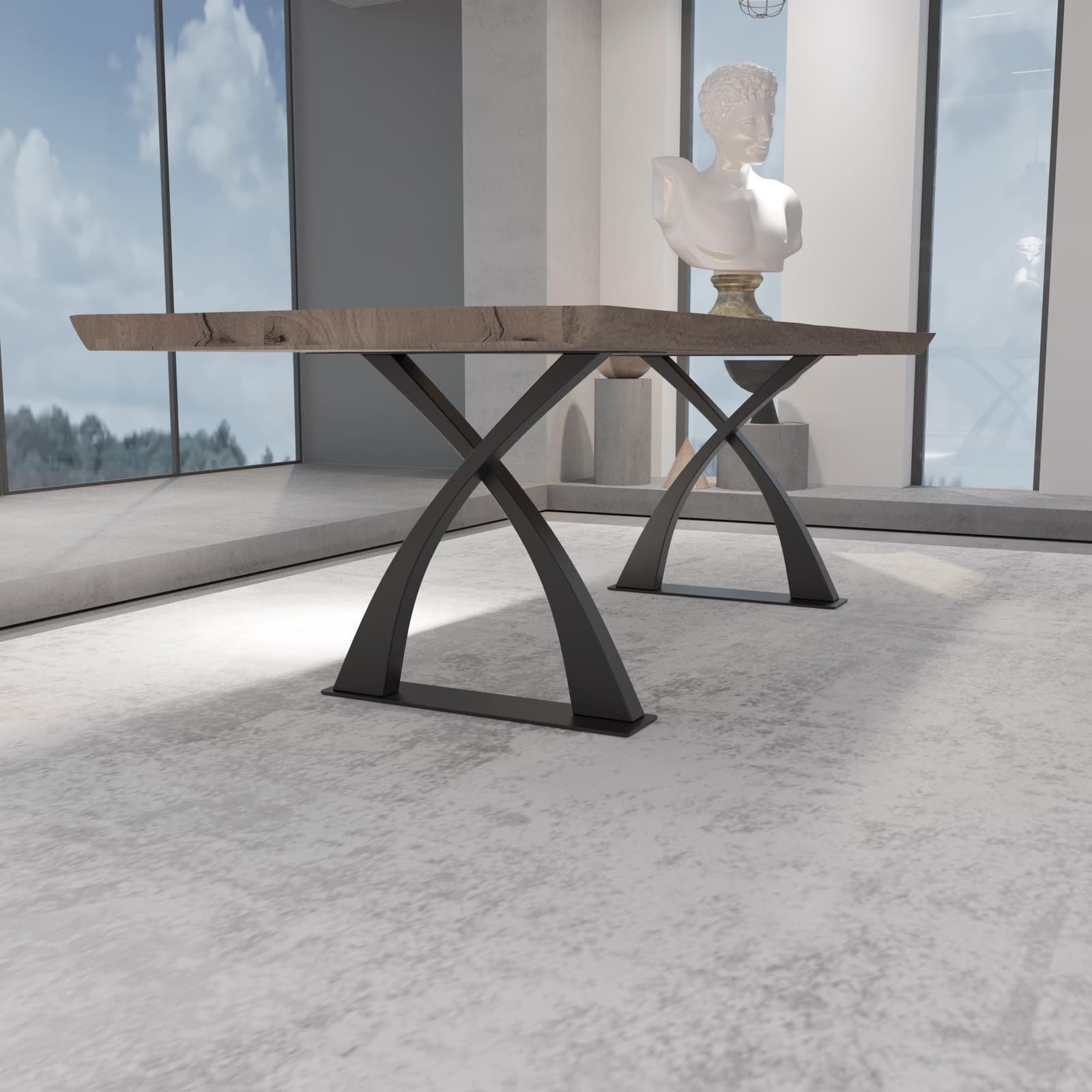 Bazë Tavoline Ngrënieje Në Formë X, 71 cm (Set 2 Copë) · Modeli 2 – punim artizanal çeliku nga AR-TI Atelier – foto 4