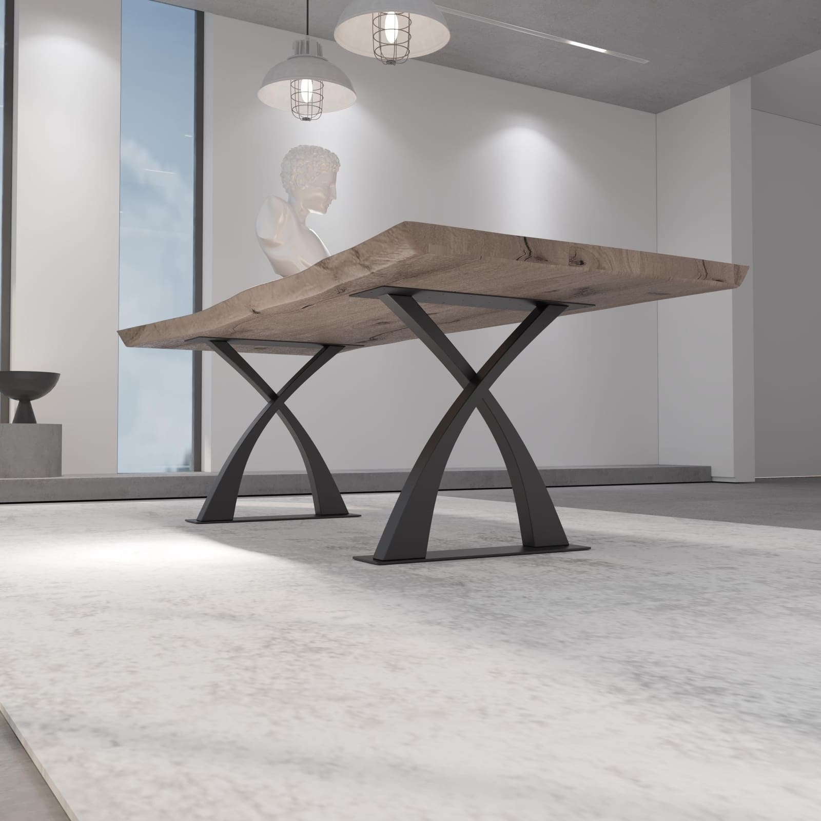 Bazë Tavoline Ngrënieje Në Formë X, 71 cm (Set 2 Copë) · Modeli 2 – punim artizanal çeliku nga AR-TI Atelier – foto 5
