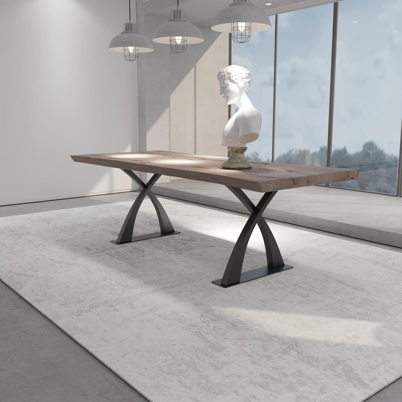 Bazë Tavoline Ngrënieje Në Formë X, 71 cm (Set 2 Copë) · Modeli 2 – punim artizanal çeliku nga AR-TI Atelier – foto 6