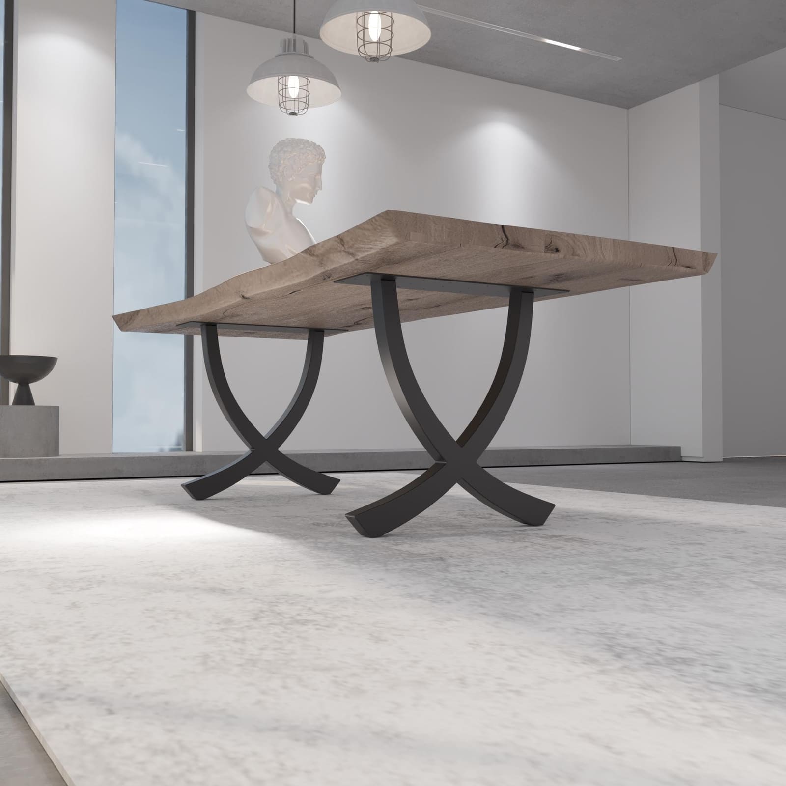 Bazë Tavoline Ngrënieje Në Formë X, 71 cm (Set 2 Copë) – punim artizanal çeliku nga AR-TI Atelier – foto 5