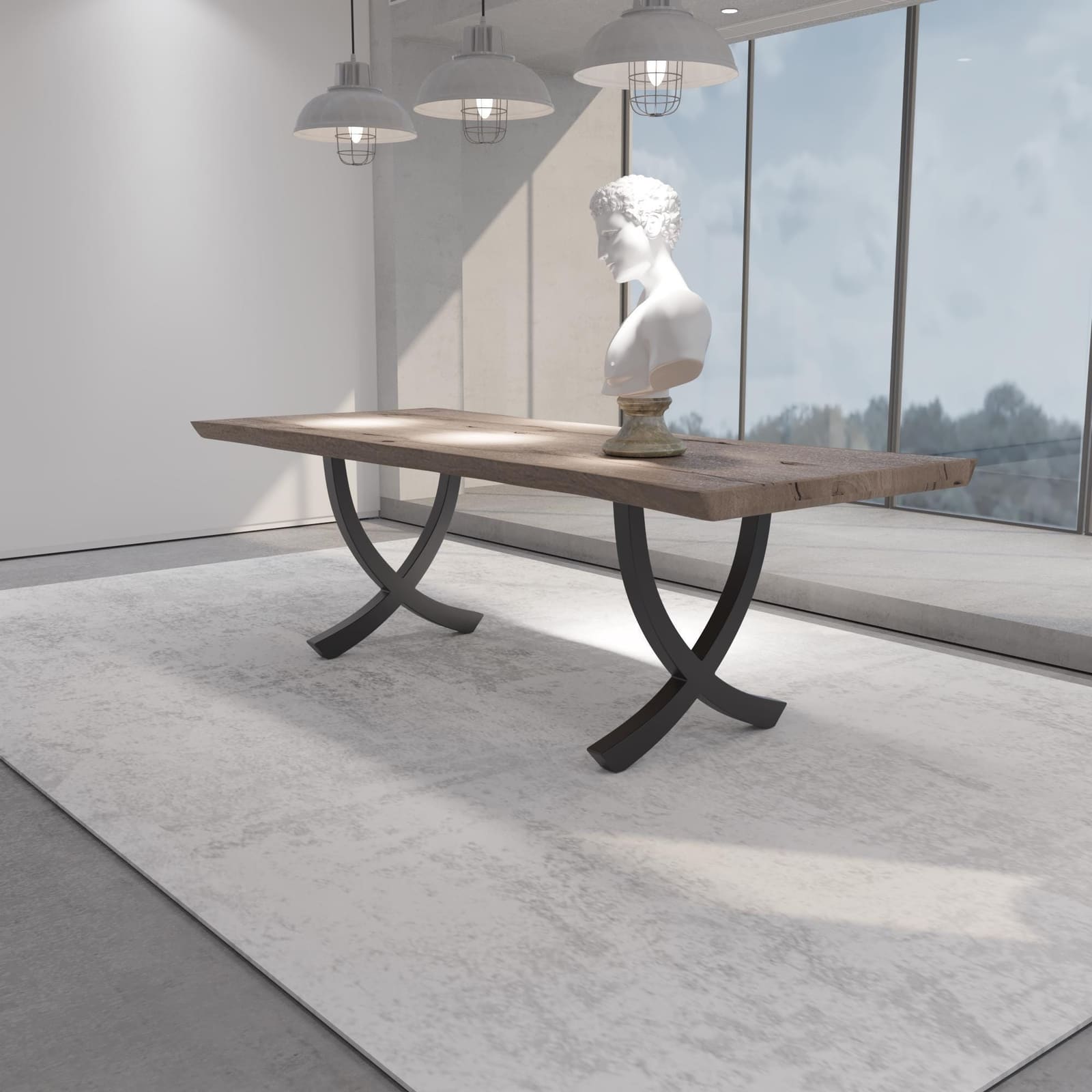 Bazë Tavoline Ngrënieje Në Formë X, 71 cm (Set 2 Copë) – punim artizanal çeliku nga AR-TI Atelier – foto 6