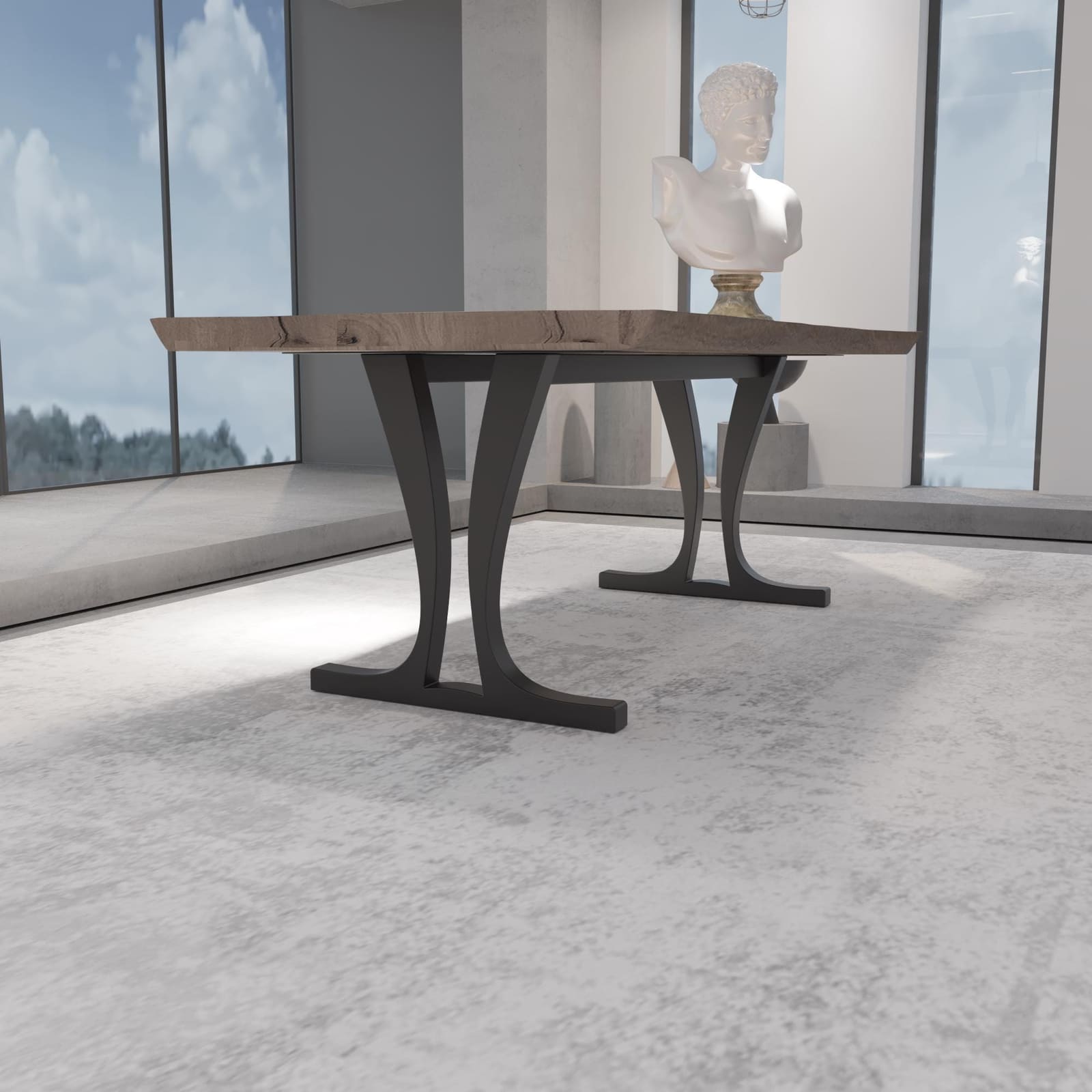 Bazë Tavoline Ngrënieje Piedestal – Ar i Furçuar, 71 cm – punim artizanal çeliku nga AR-TI Atelier – foto 5