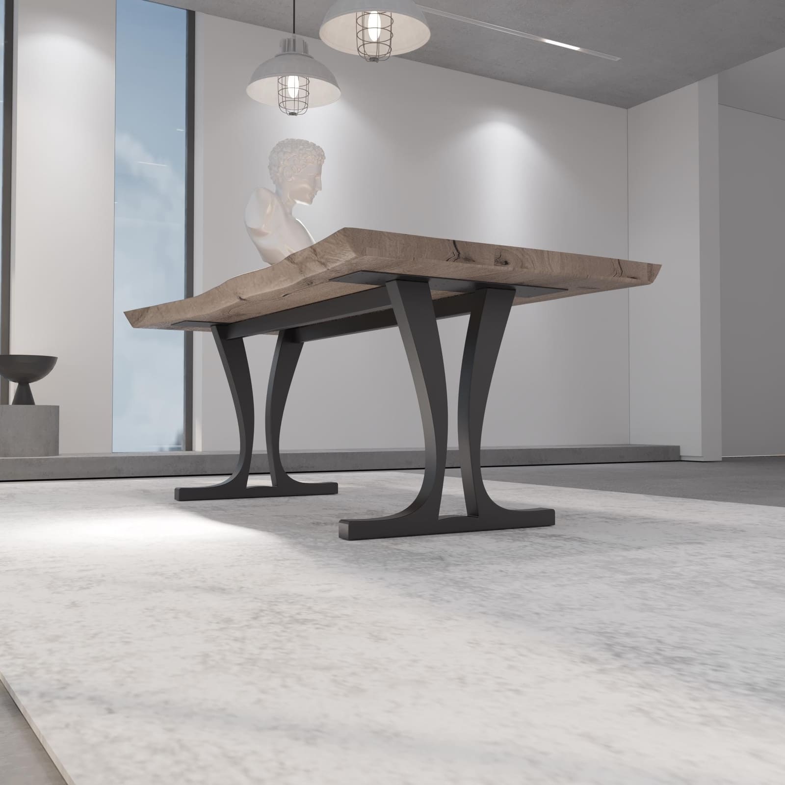 Bazë Tavoline Ngrënieje Piedestal – Ar i Furçuar, 71 cm – punim artizanal çeliku nga AR-TI Atelier – foto 6
