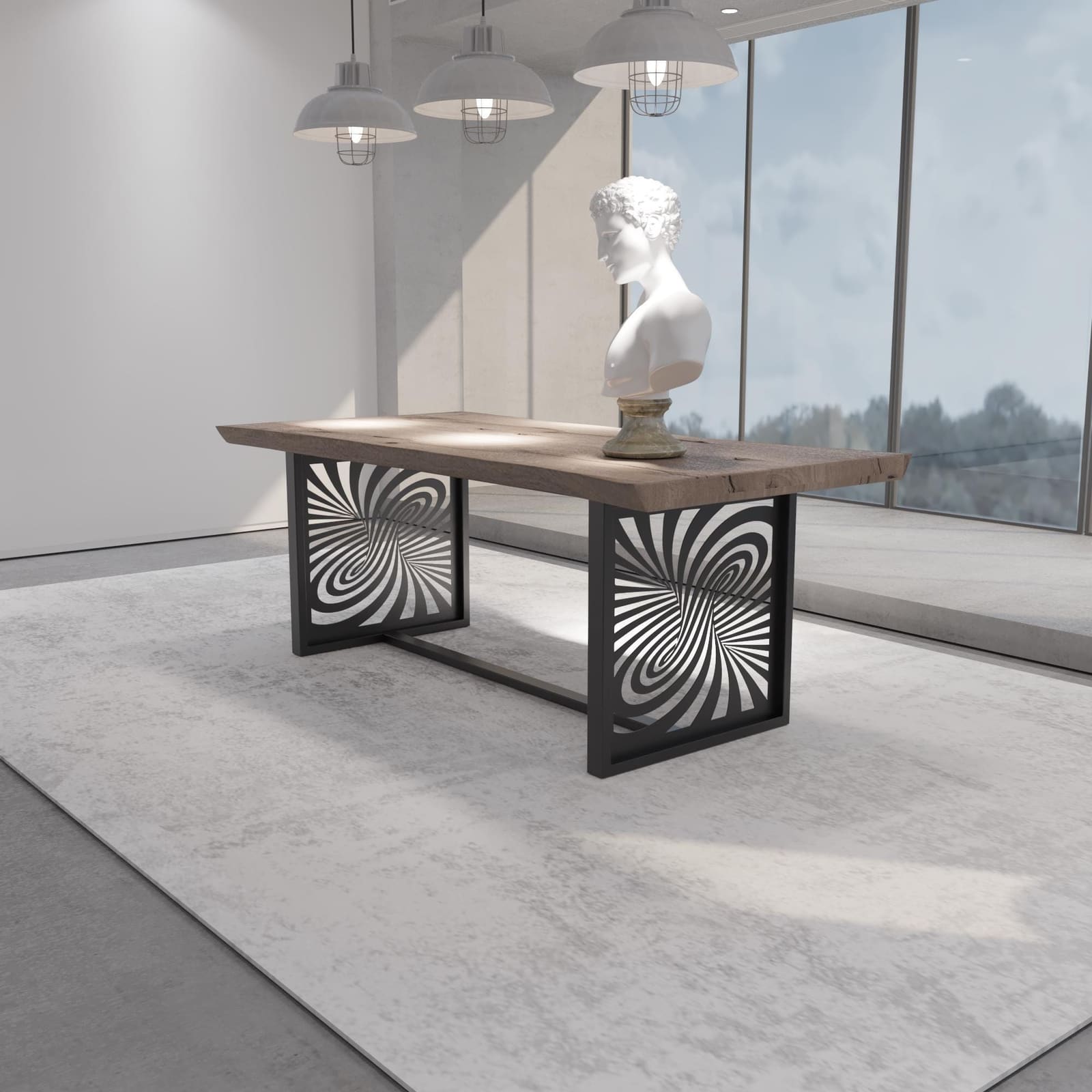 Bazë Tavoline Ngrënieje Piedestal, 71 cm · Modeli 3 – punim artizanal çeliku nga AR-TI Atelier – foto 3
