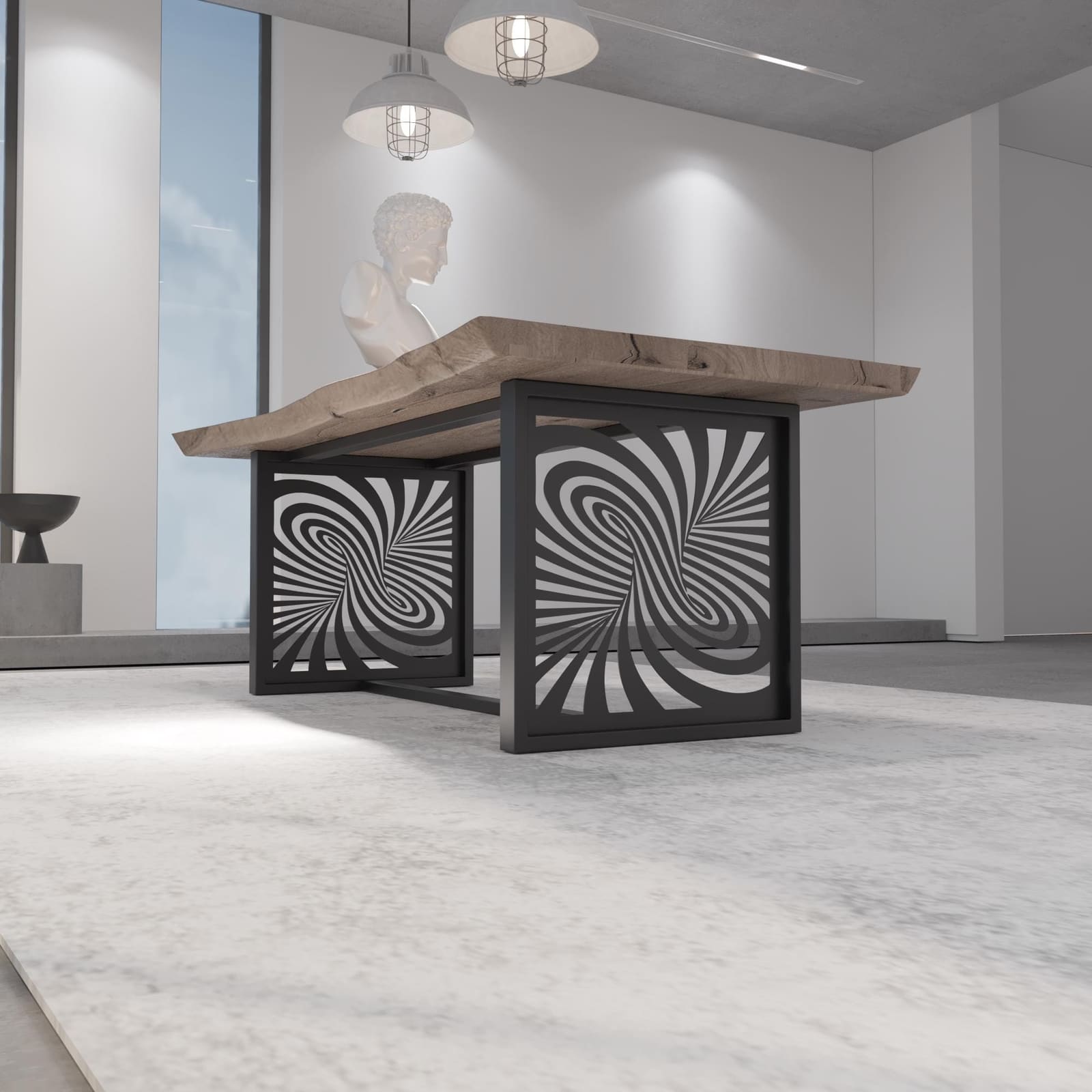 Bazë Tavoline Ngrënieje Piedestal, 71 cm · Modeli 3 – punim artizanal çeliku nga AR-TI Atelier – foto 5