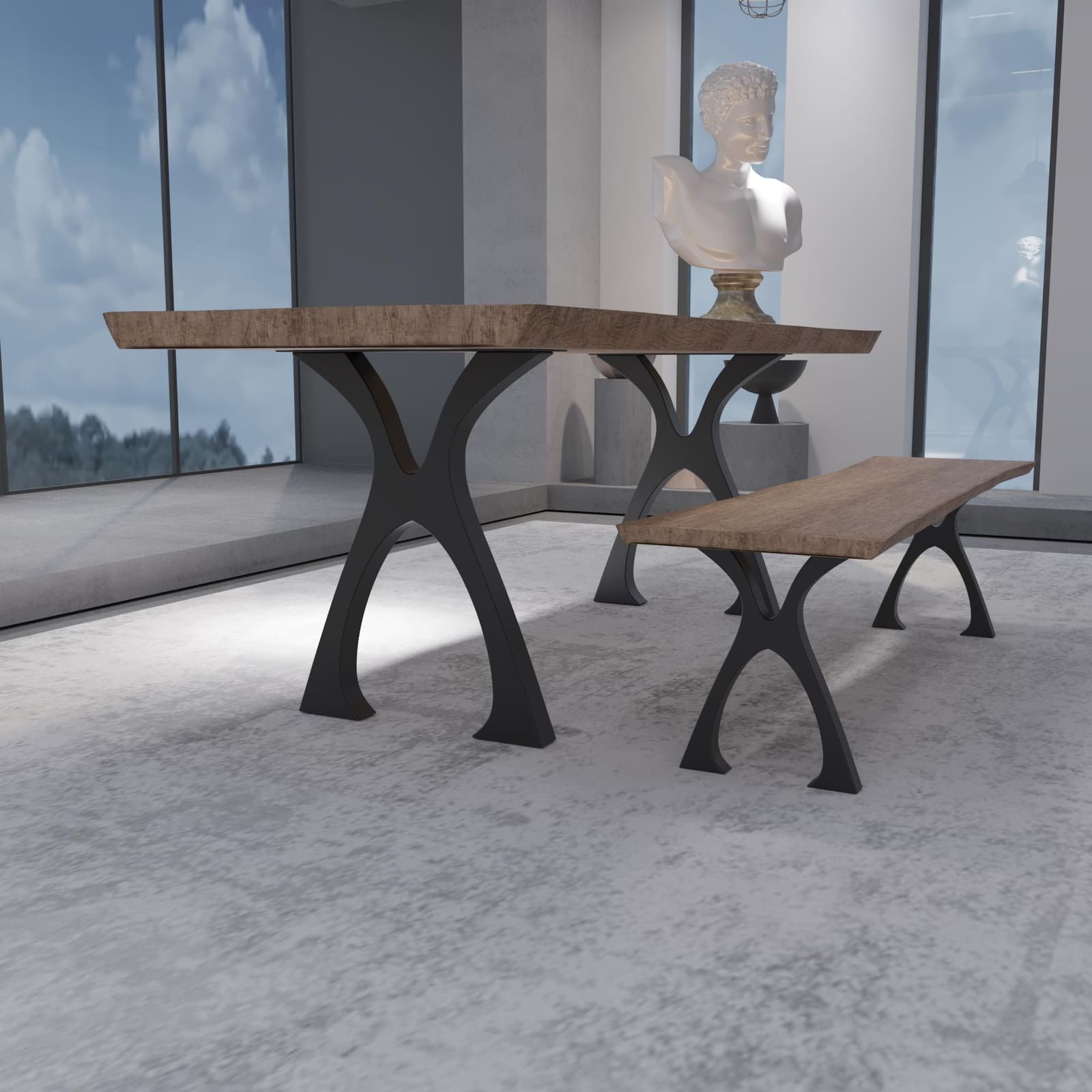 Këmbë Stoli Në Formë X, 41 cm (Set 2 Copë) – punim artizanal çeliku nga AR-TI Atelier – foto 3