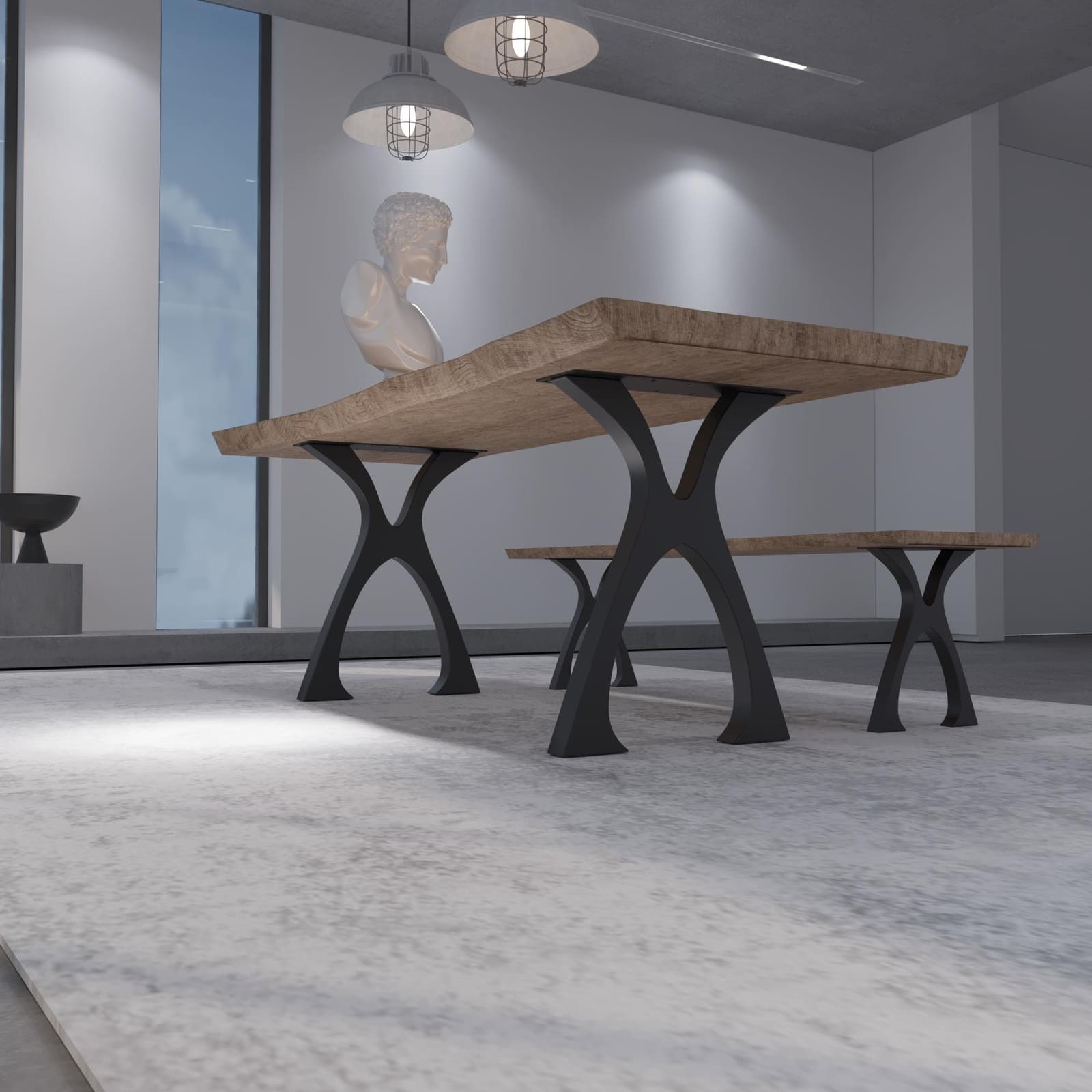 Këmbë Stoli Në Formë X, 41 cm (Set 2 Copë) – punim artizanal çeliku nga AR-TI Atelier – foto 4