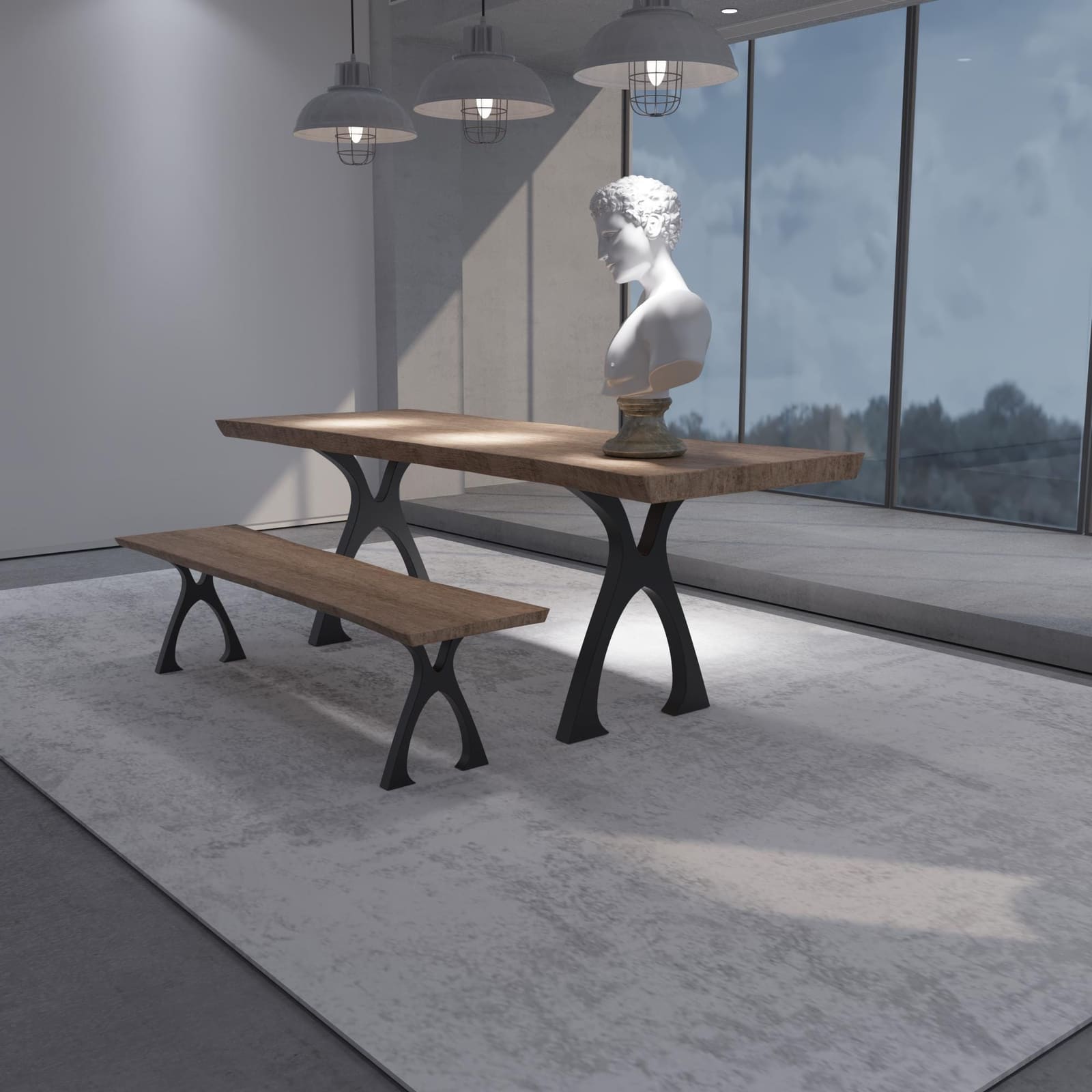 Këmbë Stoli Në Formë X, 41 cm (Set 2 Copë) – punim artizanal çeliku nga AR-TI Atelier – foto 5