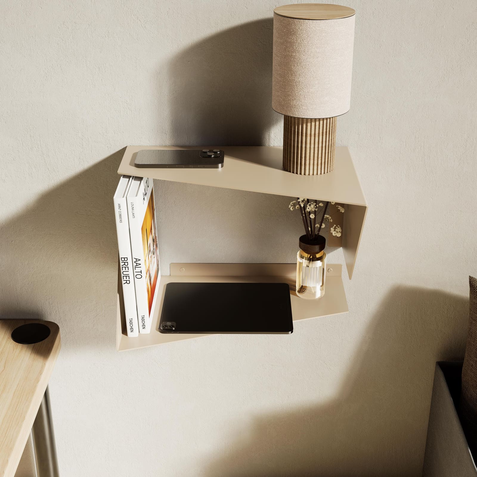 Komodinë Pezull Metalike Diagonale – punim artizanal çeliku nga AR-TI Atelier – foto 2