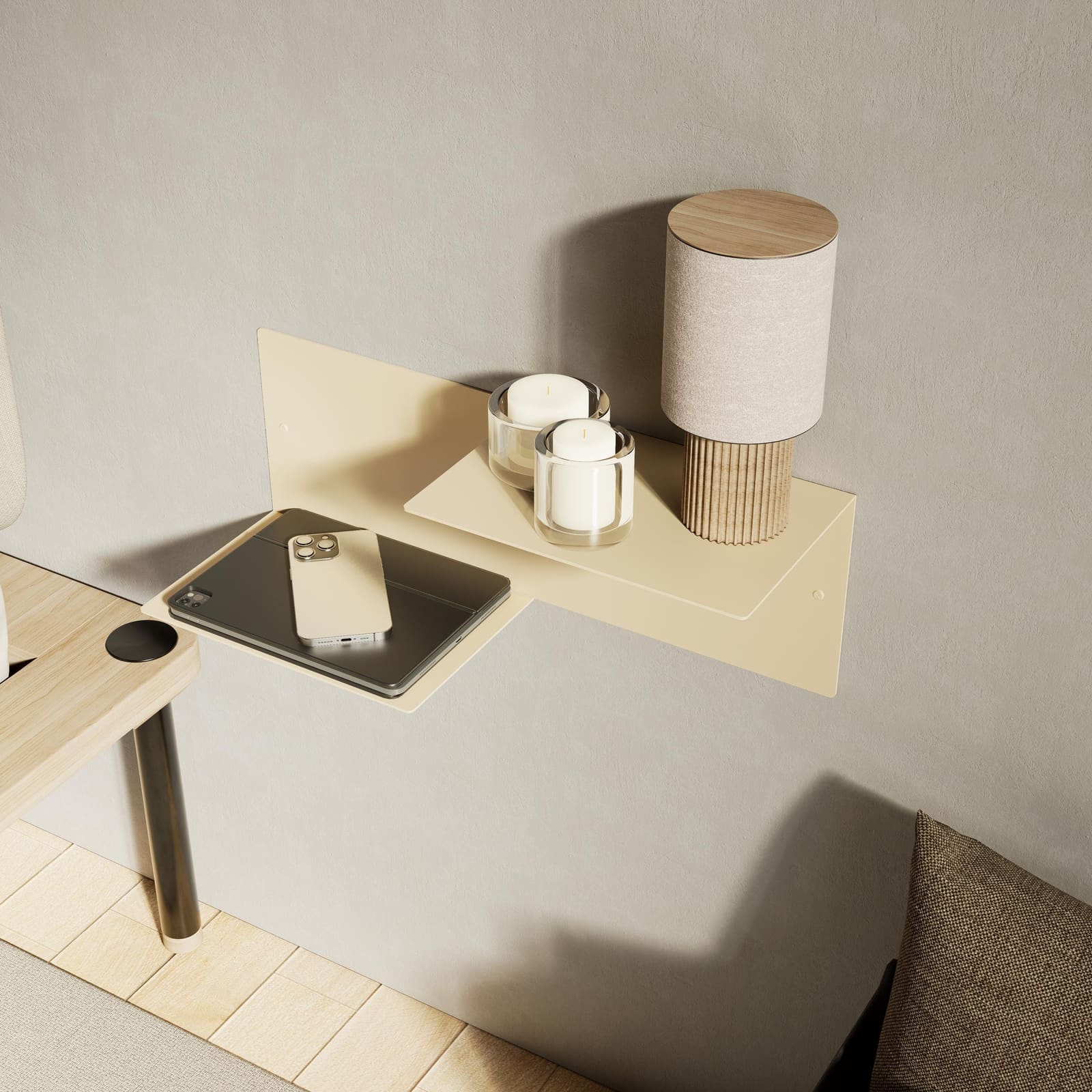 Komodinë Pezull Metalike Dy Nivele · Modeli 3 – punim artizanal çeliku nga AR-TI Atelier – foto 1