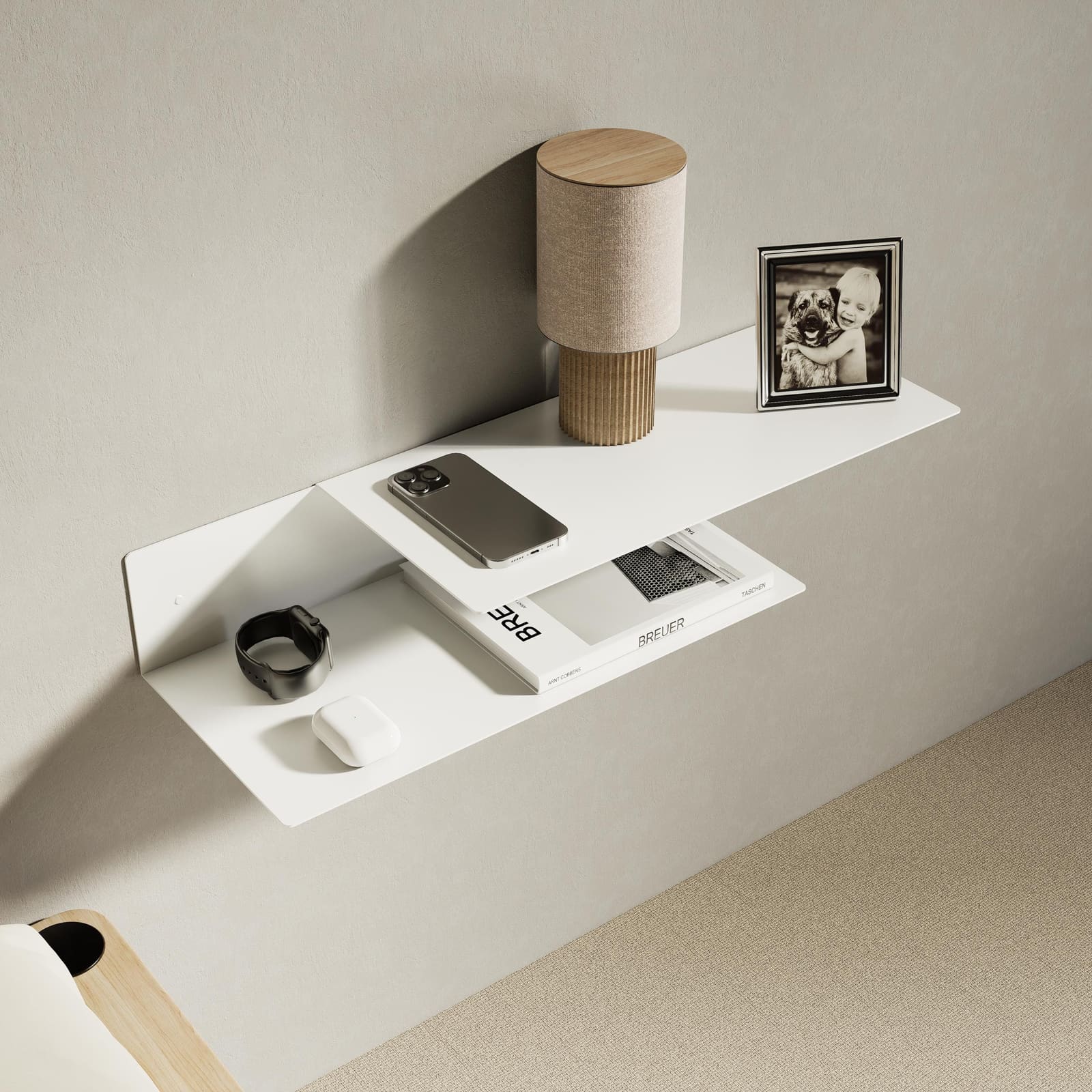 Komodinë Pezull Metalike Dy Nivele · Modeli 4 – punim artizanal çeliku nga AR-TI Atelier – foto 1