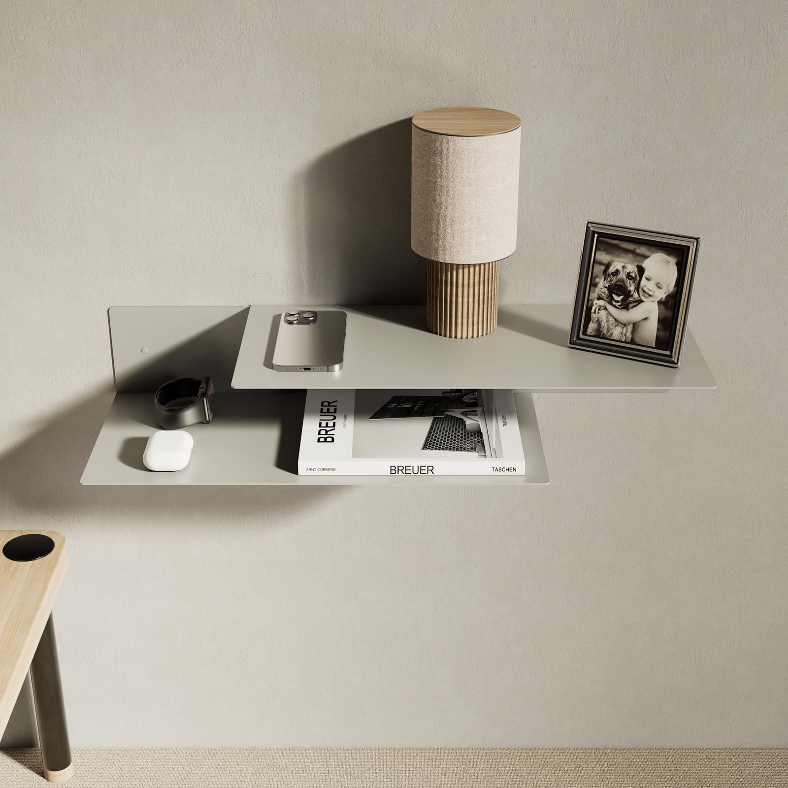Komodinë Pezull Metalike Dy Nivele · Modeli 4 – punim artizanal çeliku nga AR-TI Atelier – foto 2