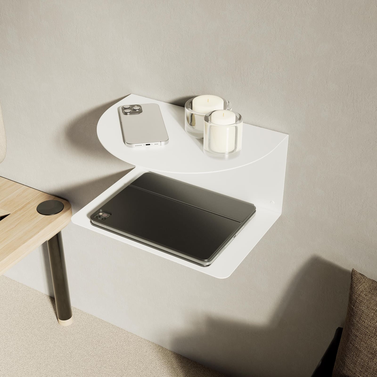 Komodinë Pezull Metalike Minimaliste – punim artizanal nga AR-TI Atelier