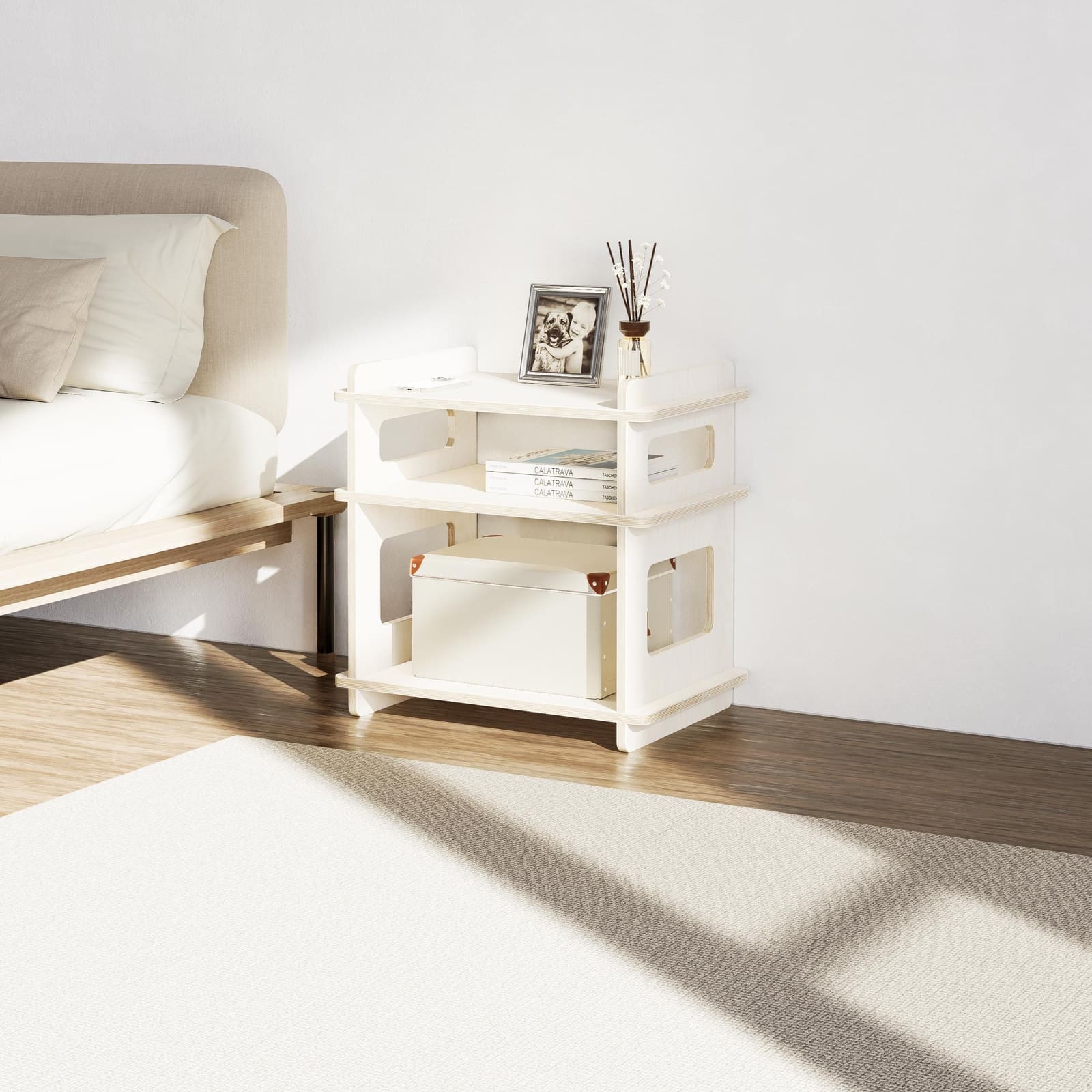 Komodinë Plywood Mështekne · Modeli 2 – punim artizanal çeliku nga AR-TI Atelier – foto 1