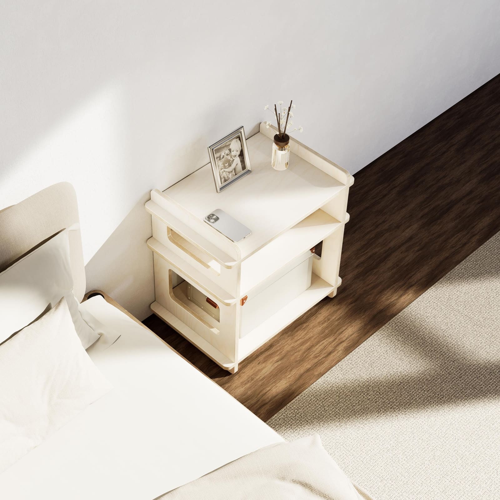 Komodinë Plywood Mështekne · Modeli 2 – punim artizanal çeliku nga AR-TI Atelier – foto 4