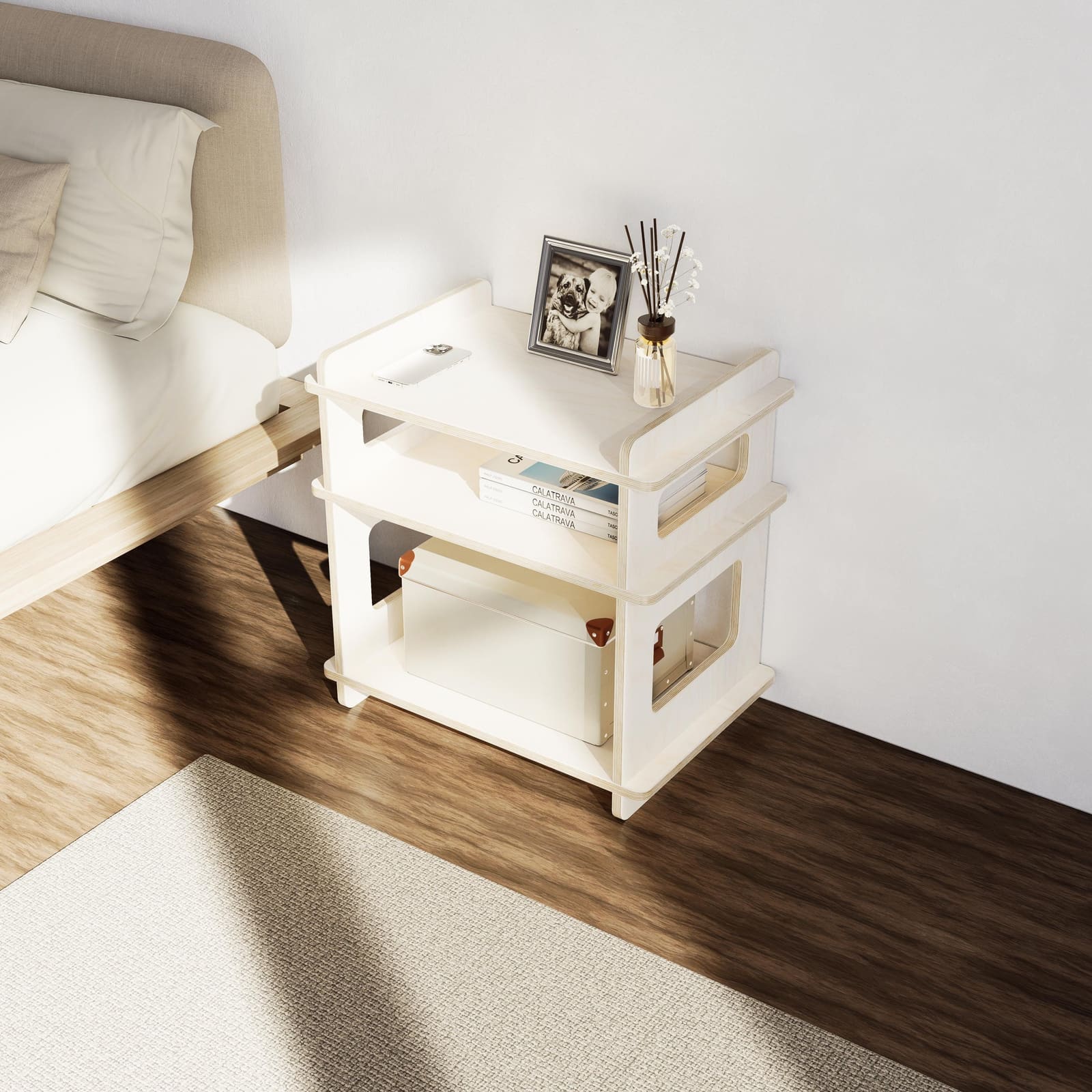Komodinë Plywood Mështekne · Modeli 2 – punim artizanal çeliku nga AR-TI Atelier – foto 5