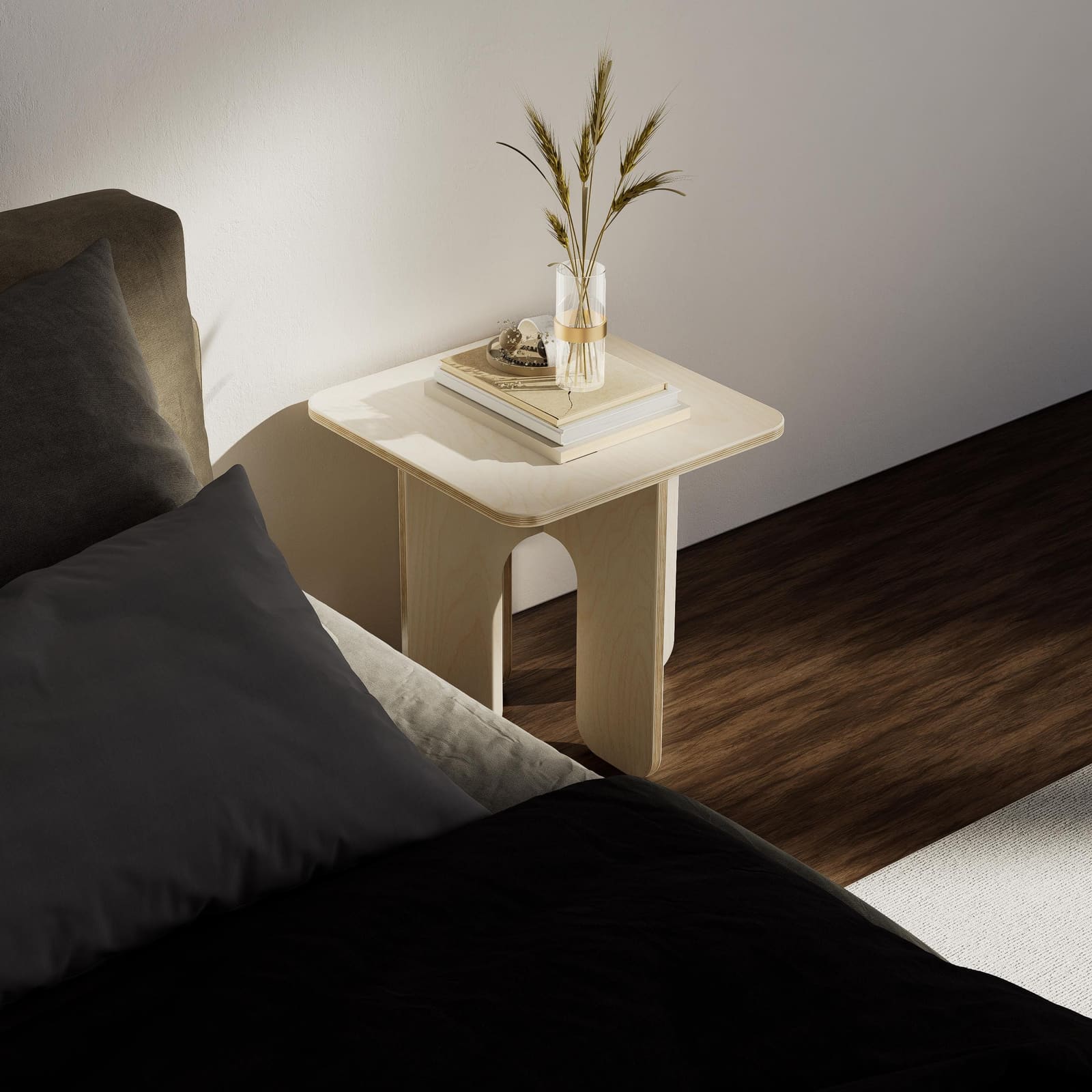 Komodinë Plywood Mështekne · Modeli 3 – punim artizanal çeliku nga AR-TI Atelier – foto 2