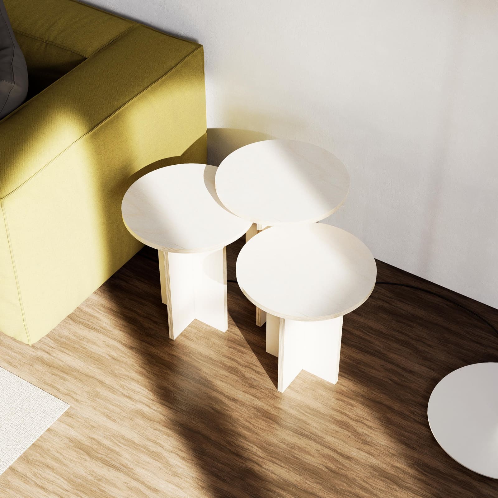 Komodinë Plywood Mështekne (Set 3 Copë) – punim artizanal çeliku nga AR-TI Atelier – foto 4