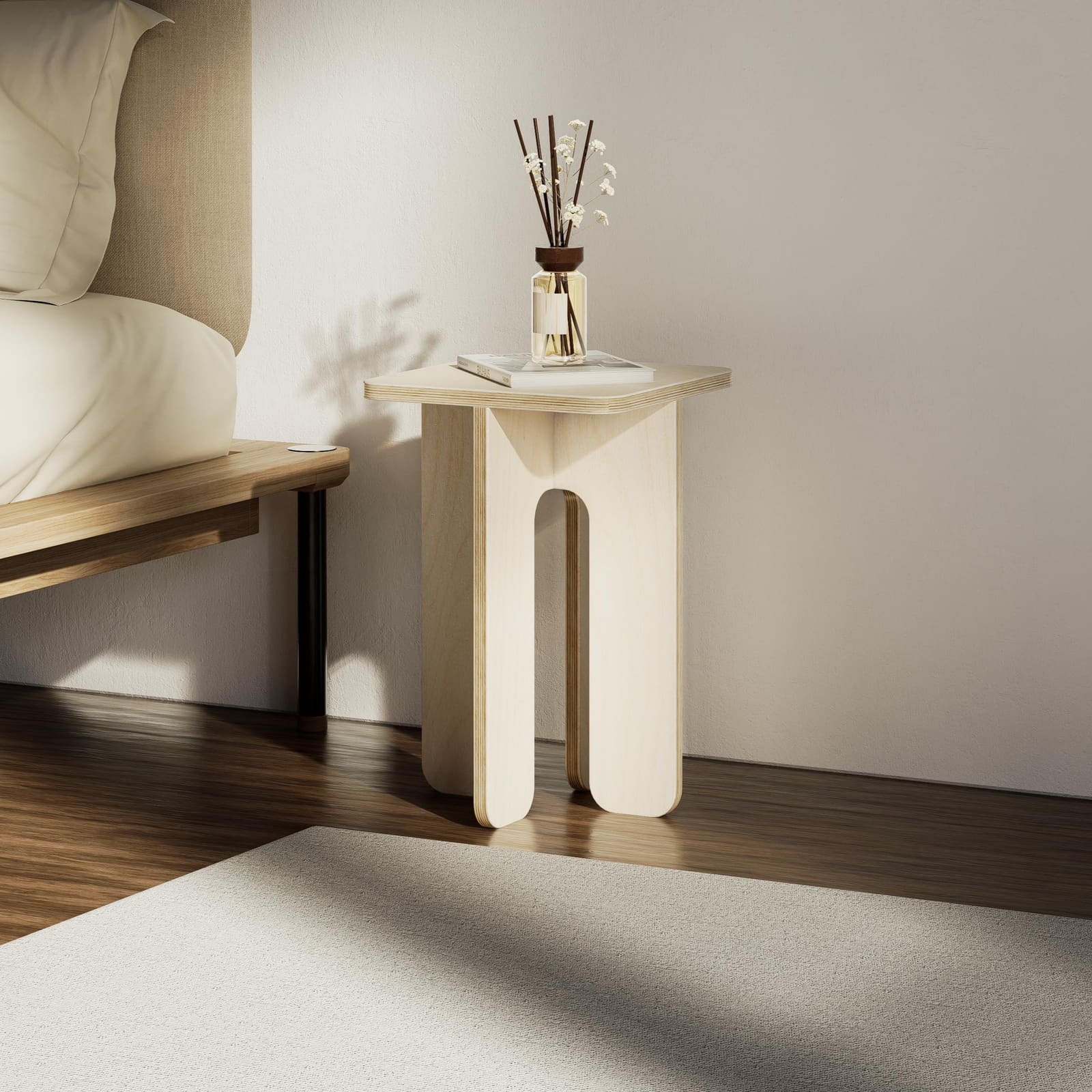 Komodinë Plywood Mështekne – punim artizanal nga AR-TI Atelier