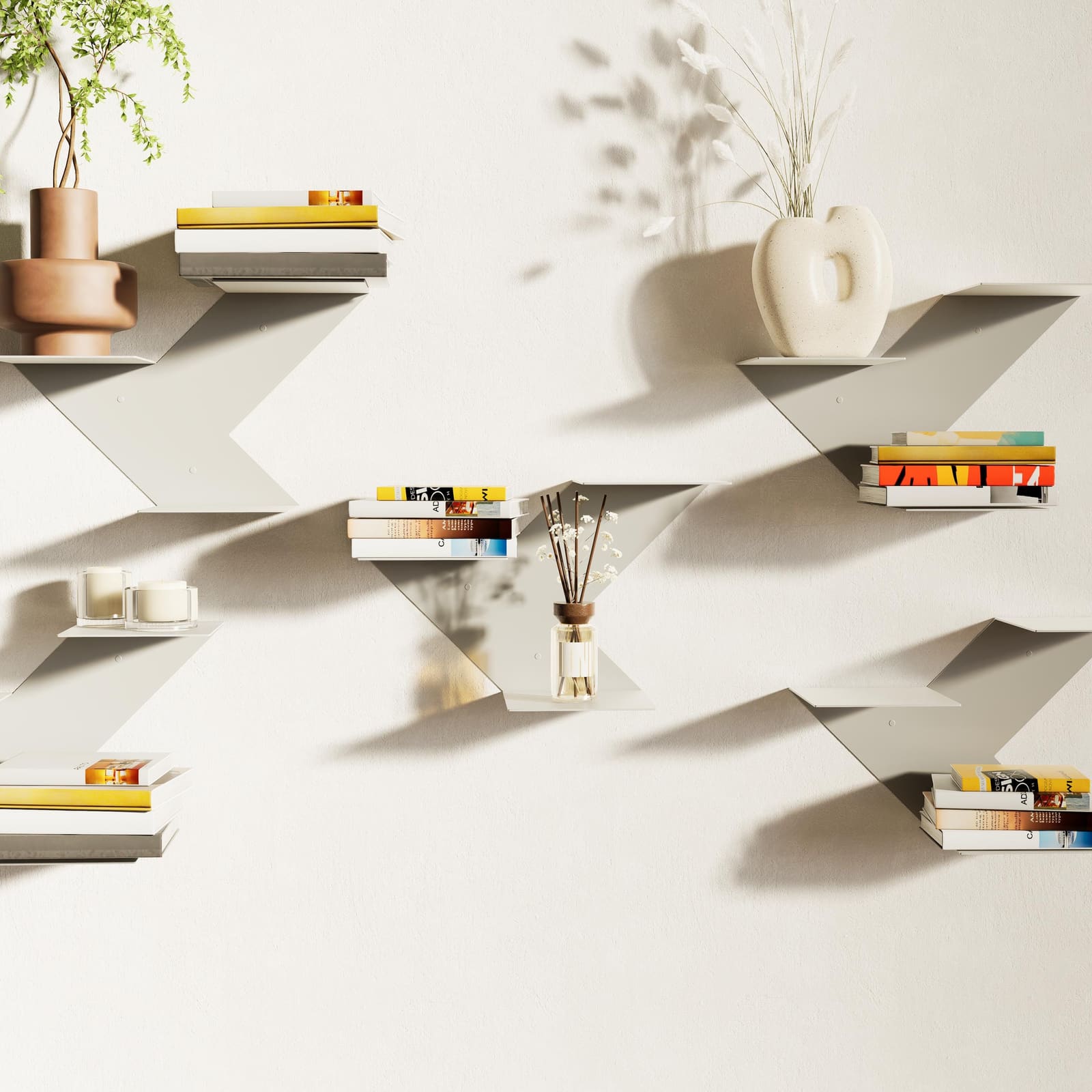 Raft Librash Mural Metalik Zigzag – punim artizanal çeliku nga AR-TI Atelier – foto 8