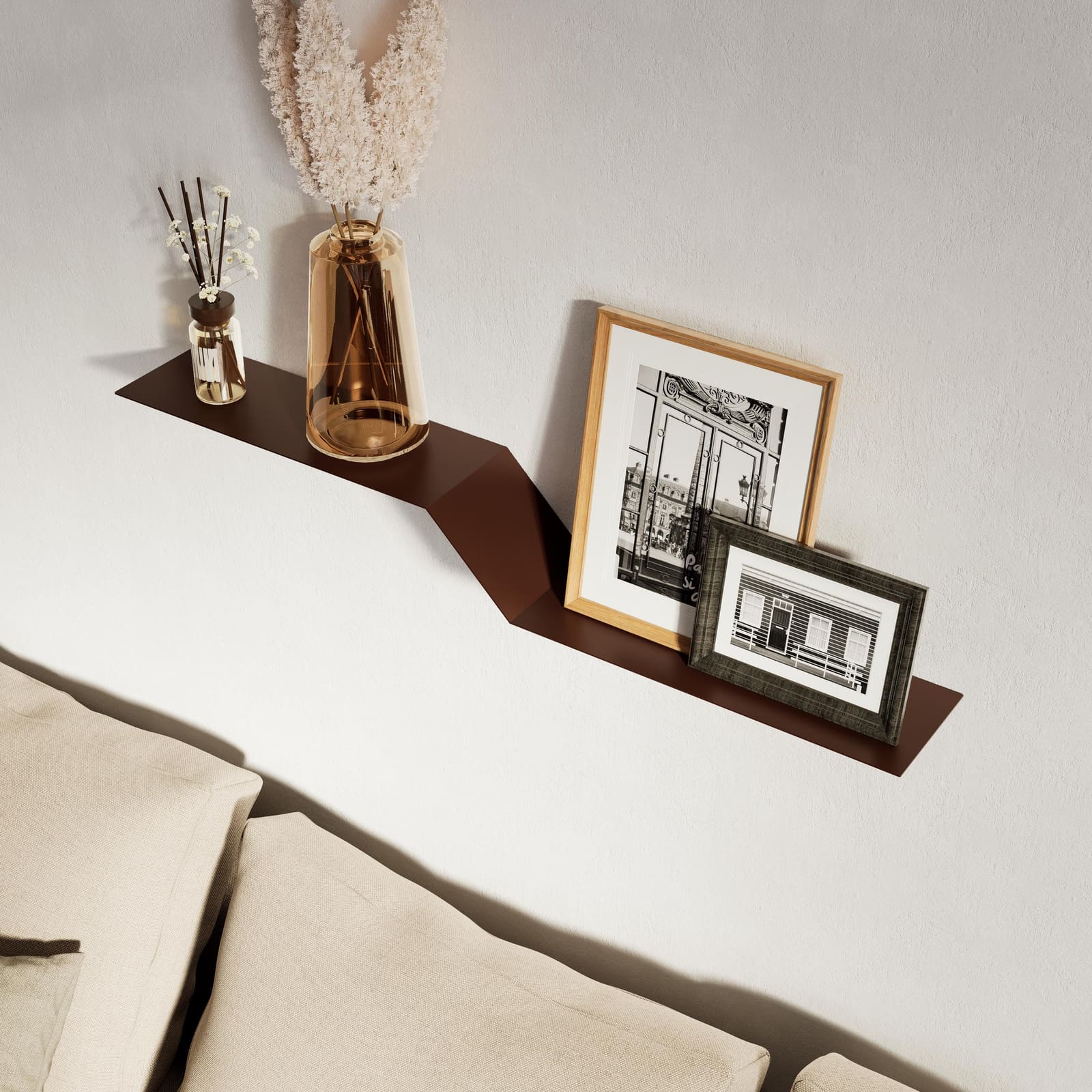 Raft Mural Metalik Minimalist · Modeli 2 – punim artizanal çeliku nga AR-TI Atelier – foto 1