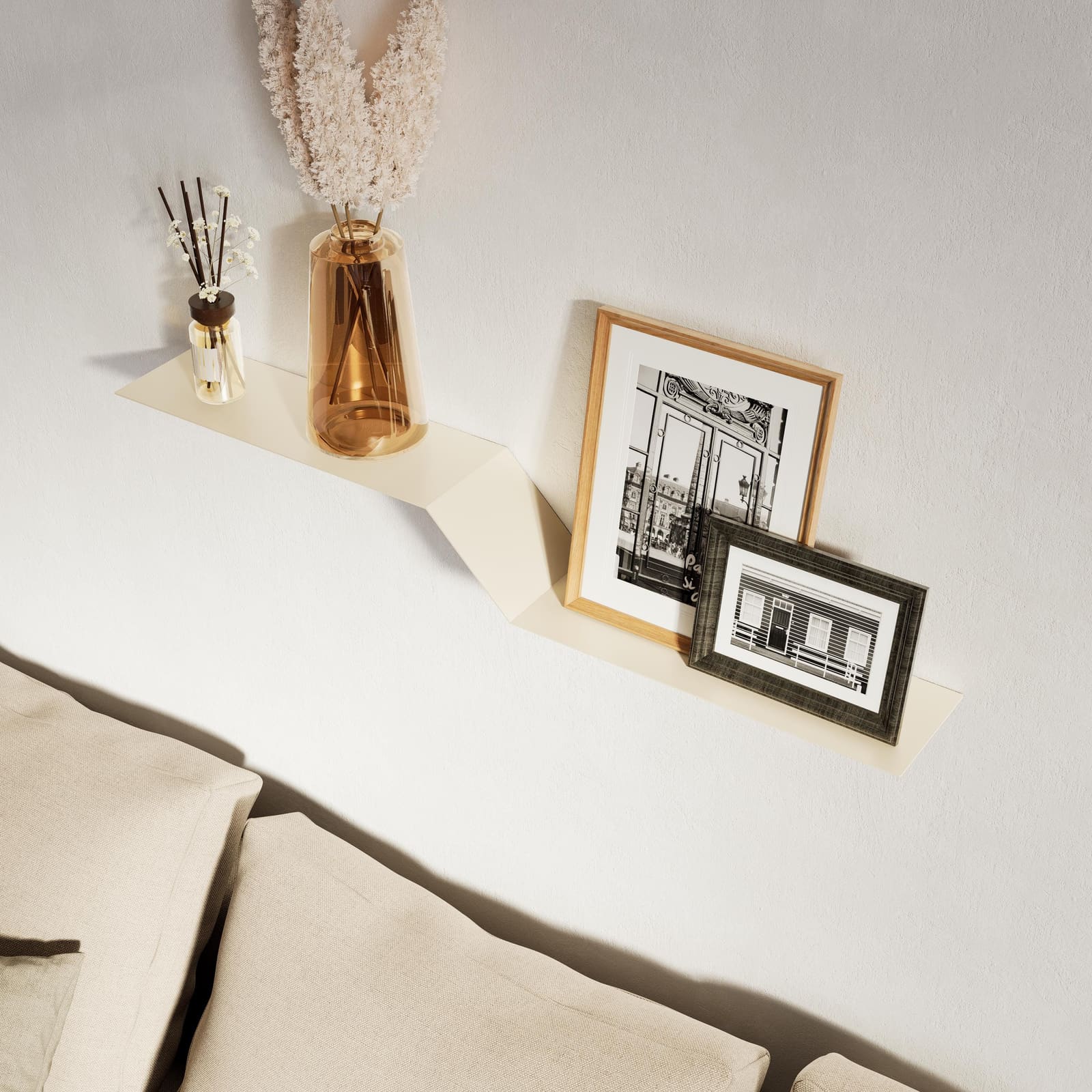 Raft Mural Metalik Minimalist · Modeli 2 – punim artizanal çeliku nga AR-TI Atelier – foto 3