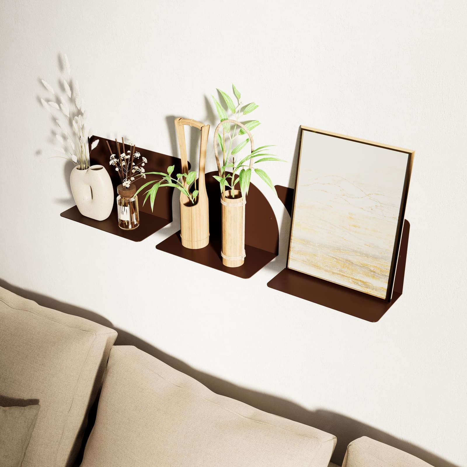 Rafte Murale Metalike Minimalist (Set 3 Copë) – punim artizanal çeliku nga AR-TI Atelier – foto 3