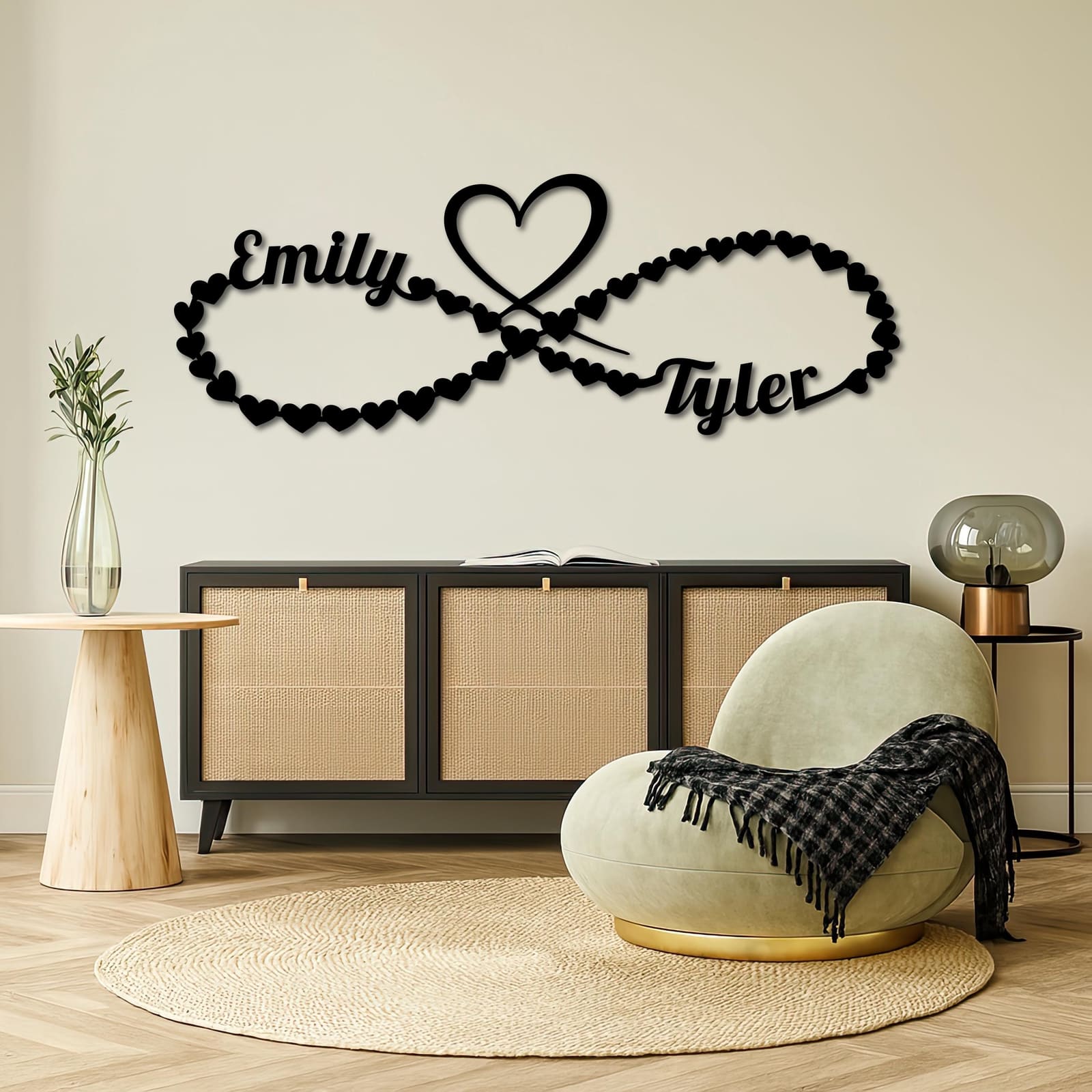 Zemra Infinit me Emra të Personalizuar – punim artizanal çeliku nga AR-TI Atelier – foto 4